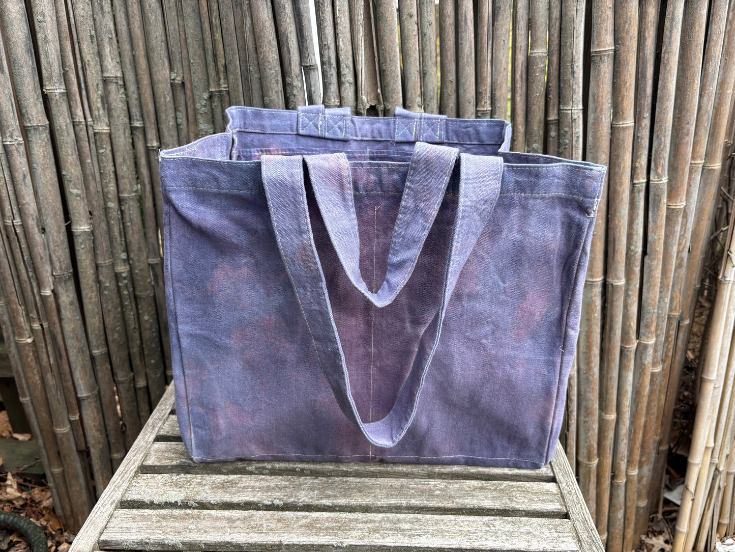Extra Large Beeswax Waxed Canvas Tote Market Bag Lavender