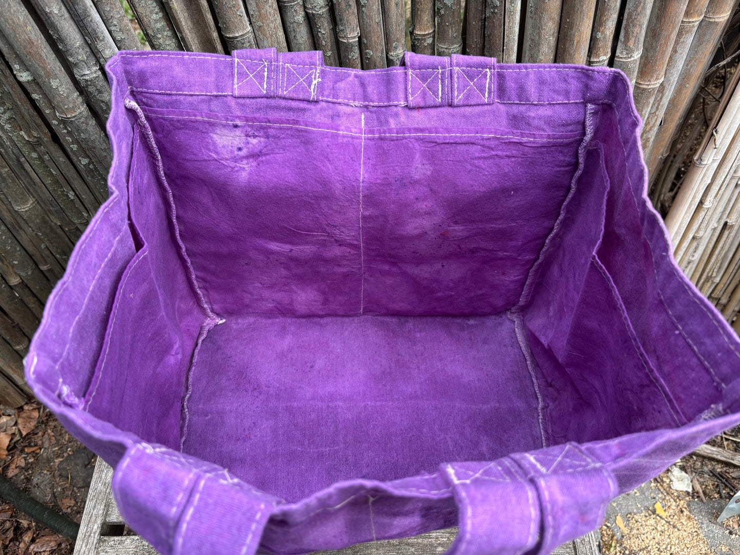 Extra Large Beeswax Waxed Canvas Tote Market Bag PURPLE
