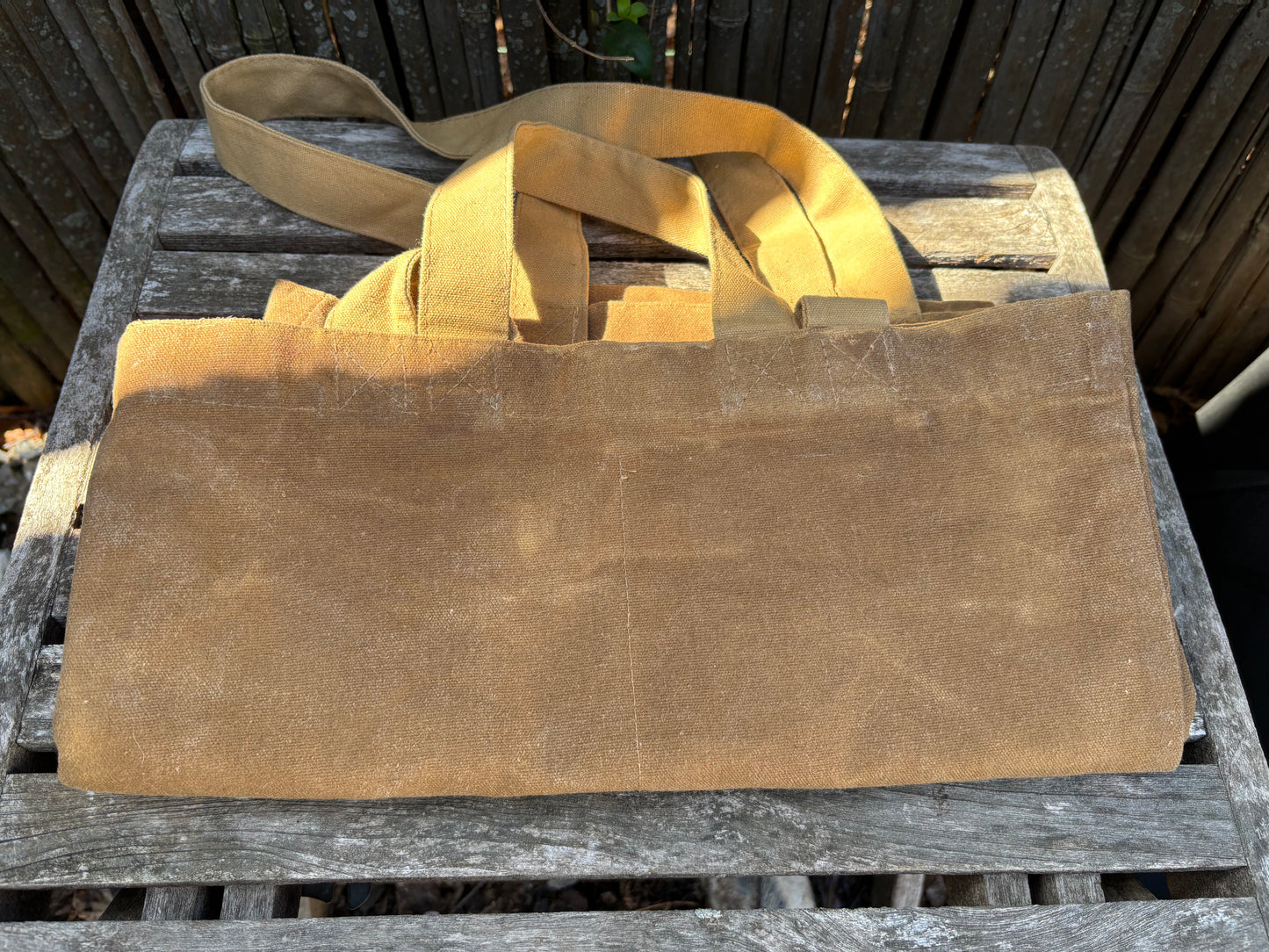 Extra Large Beeswax Waxed Canvas Tote Market Bag TAN