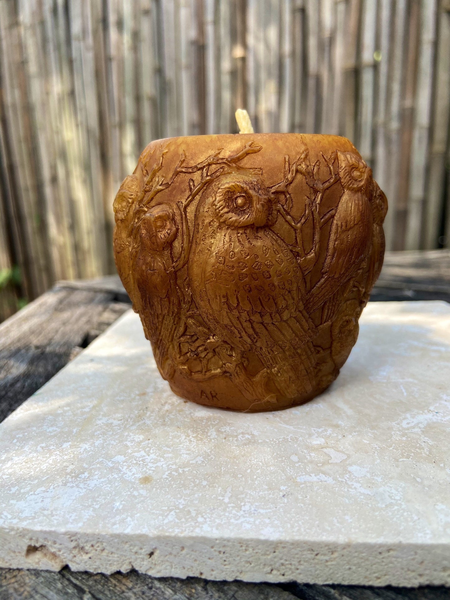 100% Pure Beeswax Candle-OWL Candle-Bronze