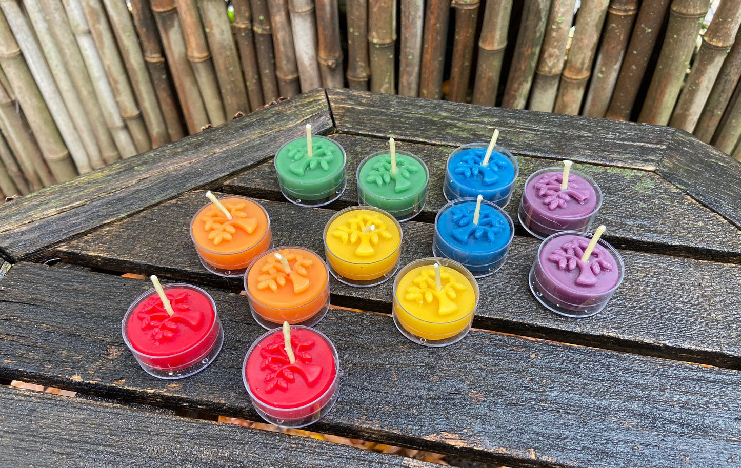 Rainbow- 100% Pure Beeswax Tealight Candles- Pure Beeswax Tea Light Candles-Set of 12