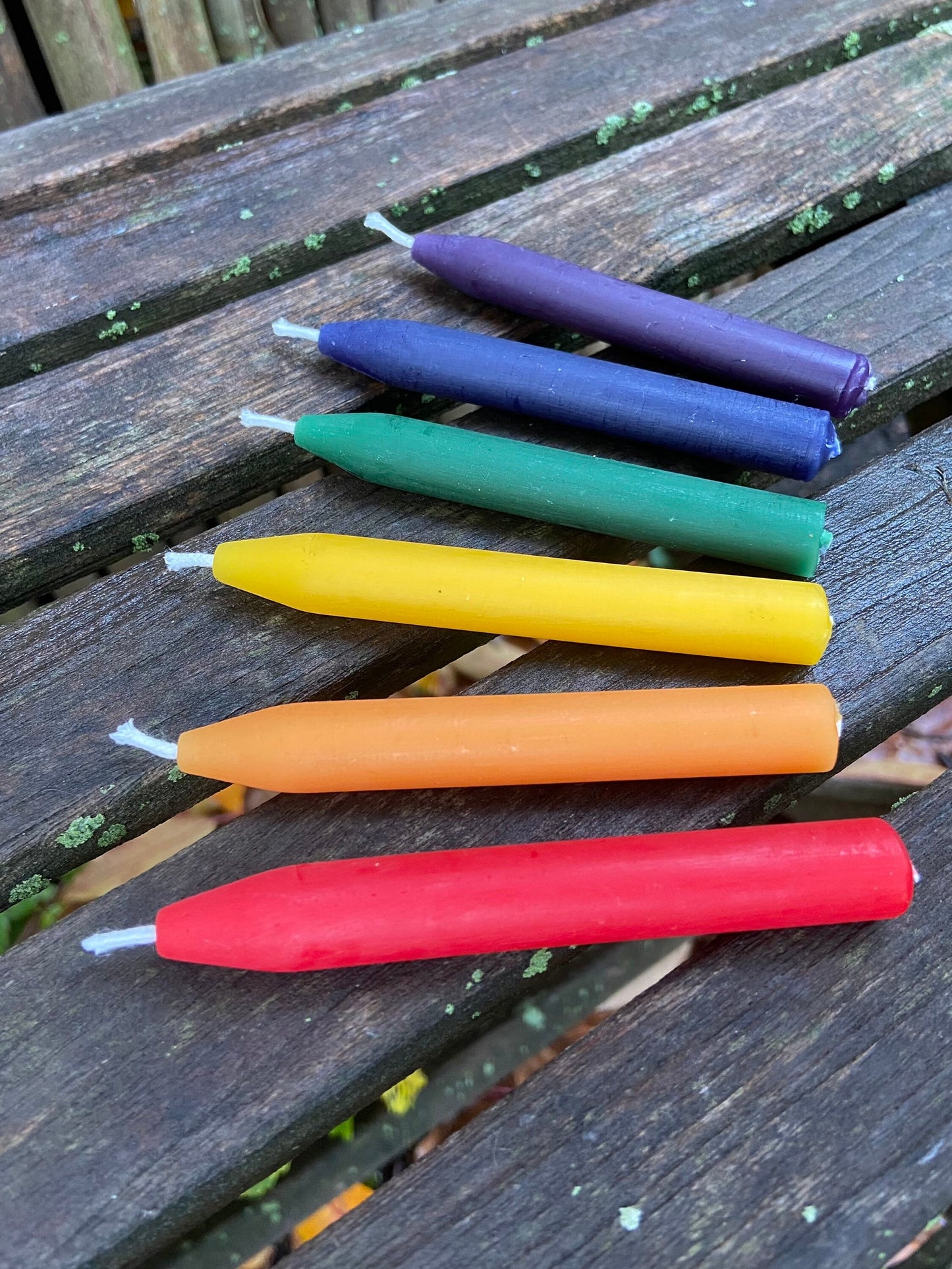100% Pure Beeswax Candle-Chime Candles- Rainbow Beeswax Taper-Chime-Ritual-Spell-Meditation-Wicca-Set of 6