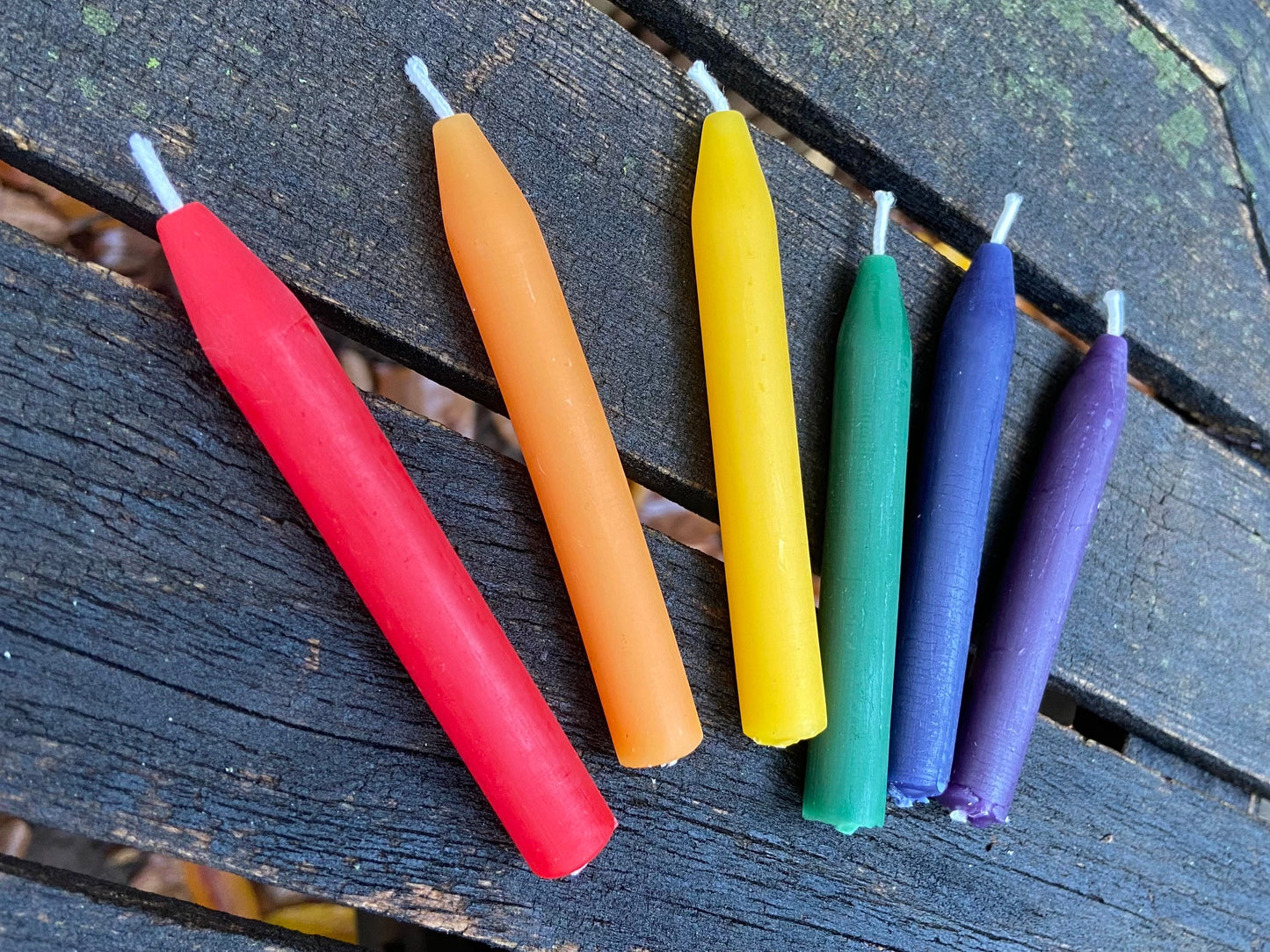 100% Pure Beeswax Candle-Chime Candles- Rainbow Beeswax Taper-Chime-Ritual-Spell-Meditation-Wicca-Set of 6