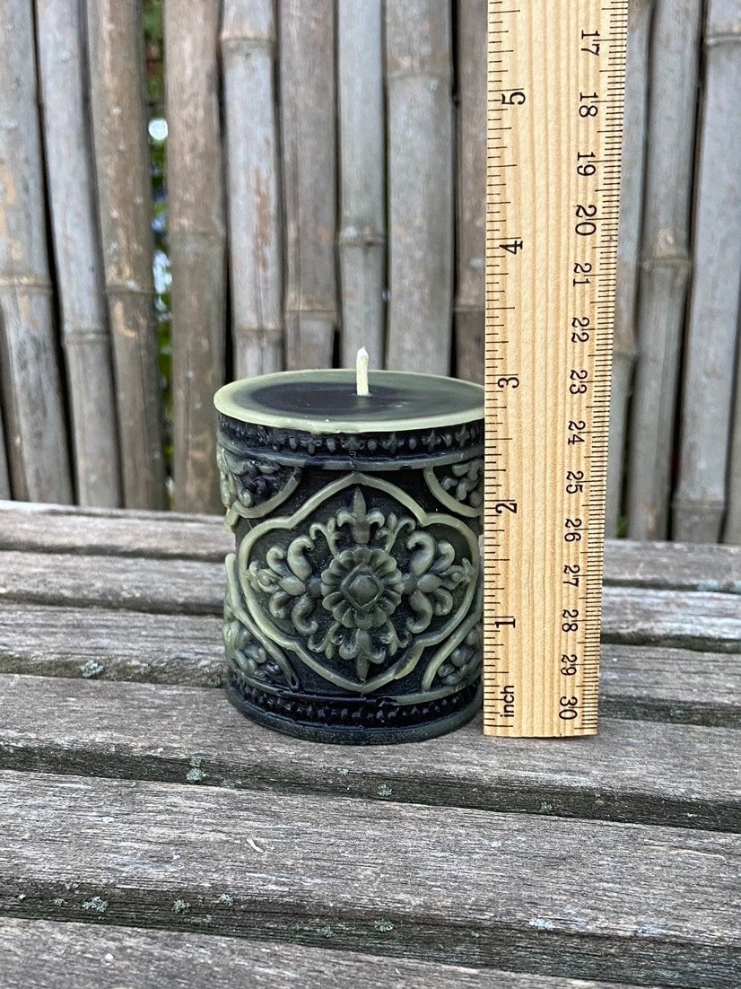 100% PURE Beeswax Pillar-Candle-Pretty Pillar-Beeswax Candle-Black Beeswax
