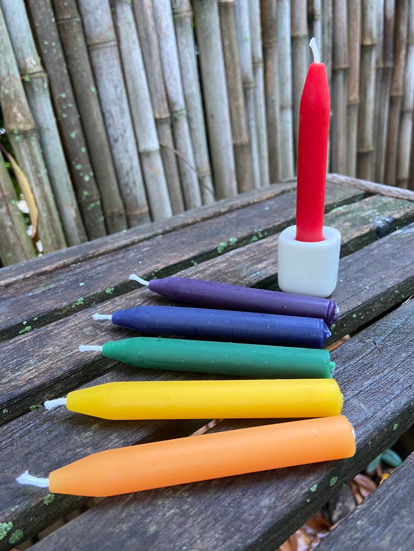 100% Pure Beeswax Candle-Chime Candles- Rainbow Beeswax Taper-Chime-Ritual-Spell-Meditation-Wicca-Set of 6