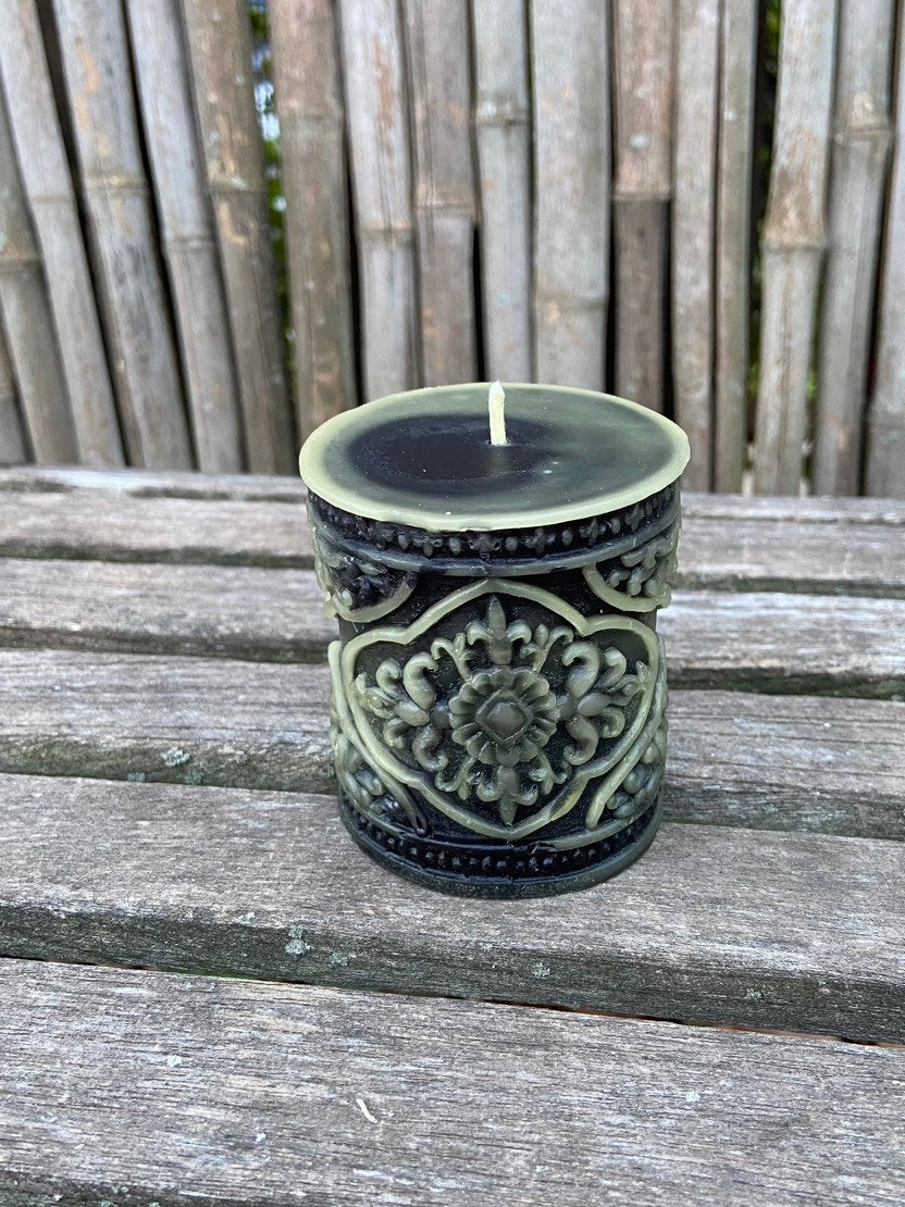 100% PURE Beeswax Pillar-Candle-Pretty Pillar-Beeswax Candle-Black Beeswax