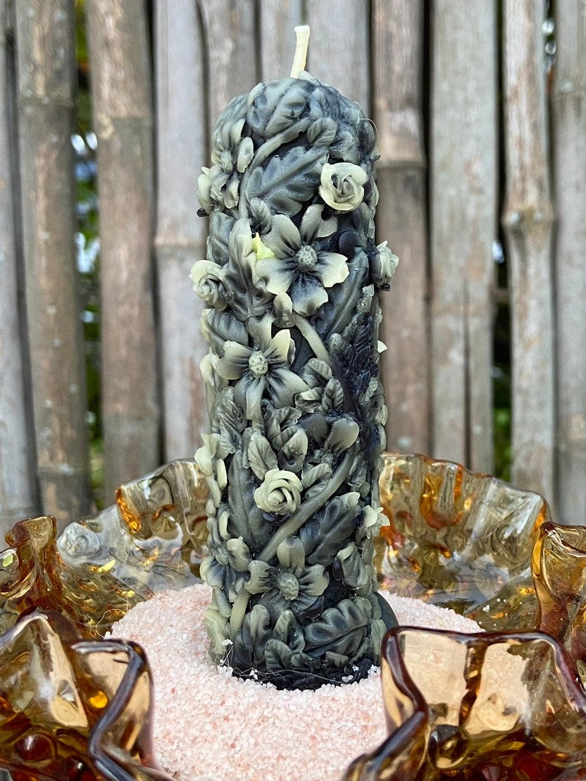 100% Pure Black Beeswax GODDESS Candle.