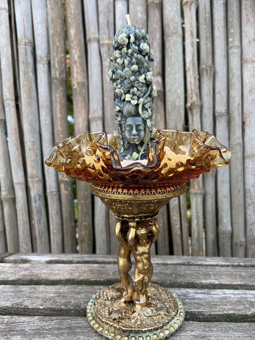 100% Pure Black Beeswax GODDESS Candle.