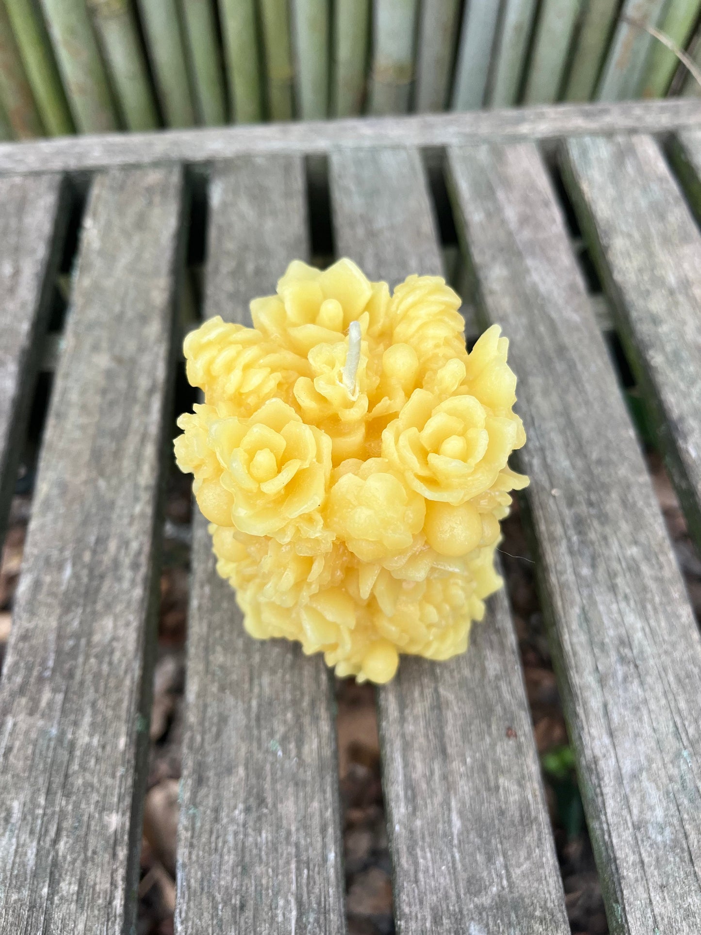 100% PURE Beeswax Candle- Pillar-Pinecones-Flowers- Pretty Pillar-Beeswax Candle