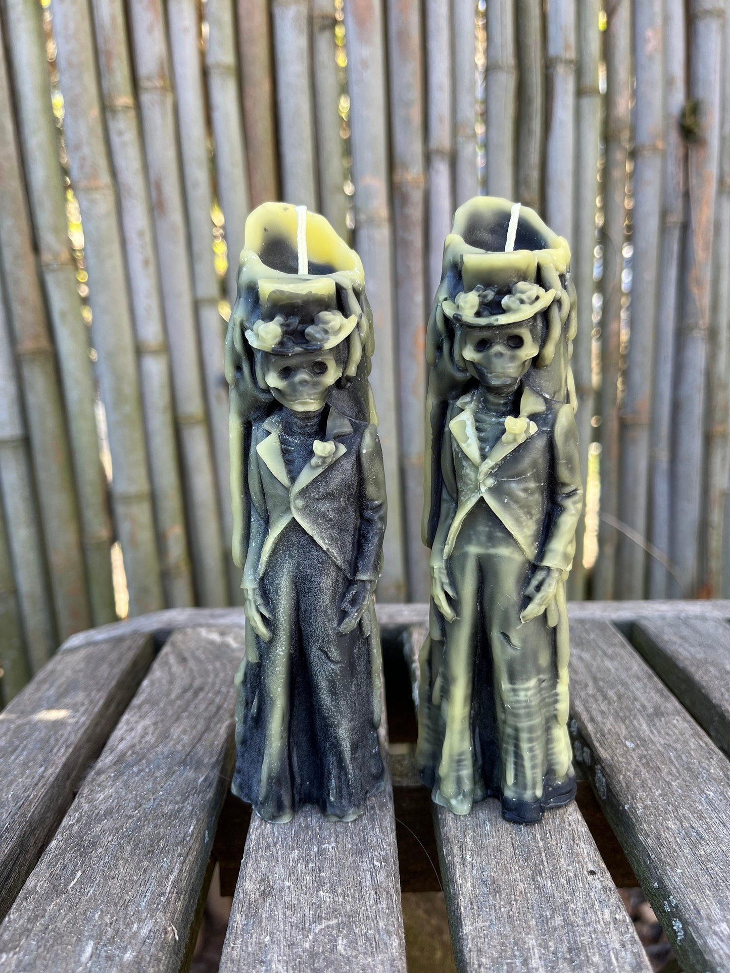 100% Pure Beeswax Candle-Skeleton-Bride or Groom-Goth-Unique