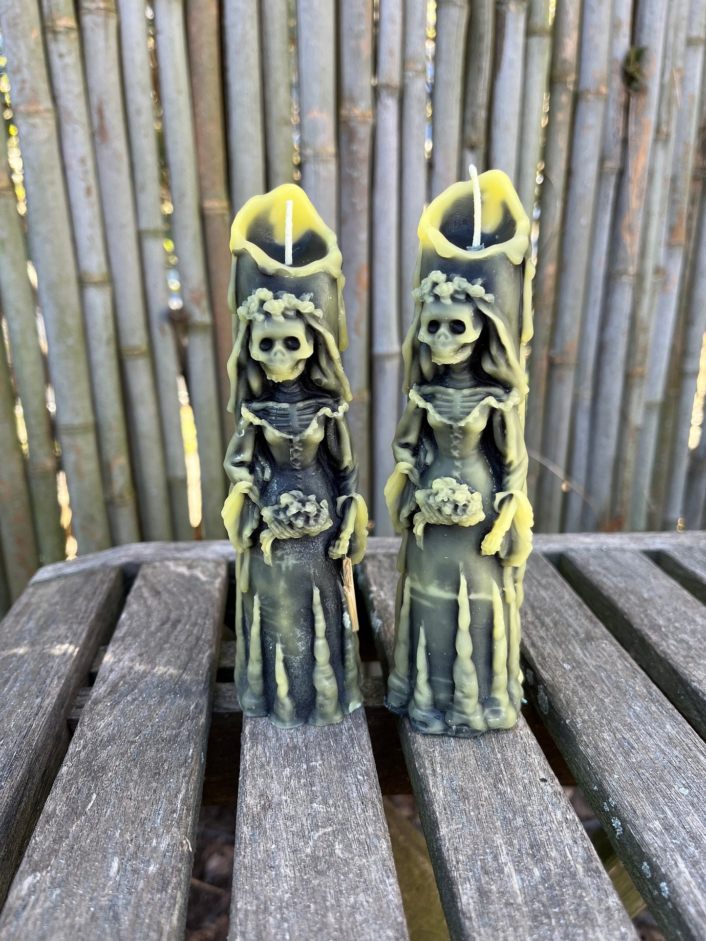100% Pure Beeswax Candle-Skeleton-Bride or Groom-Goth-Unique