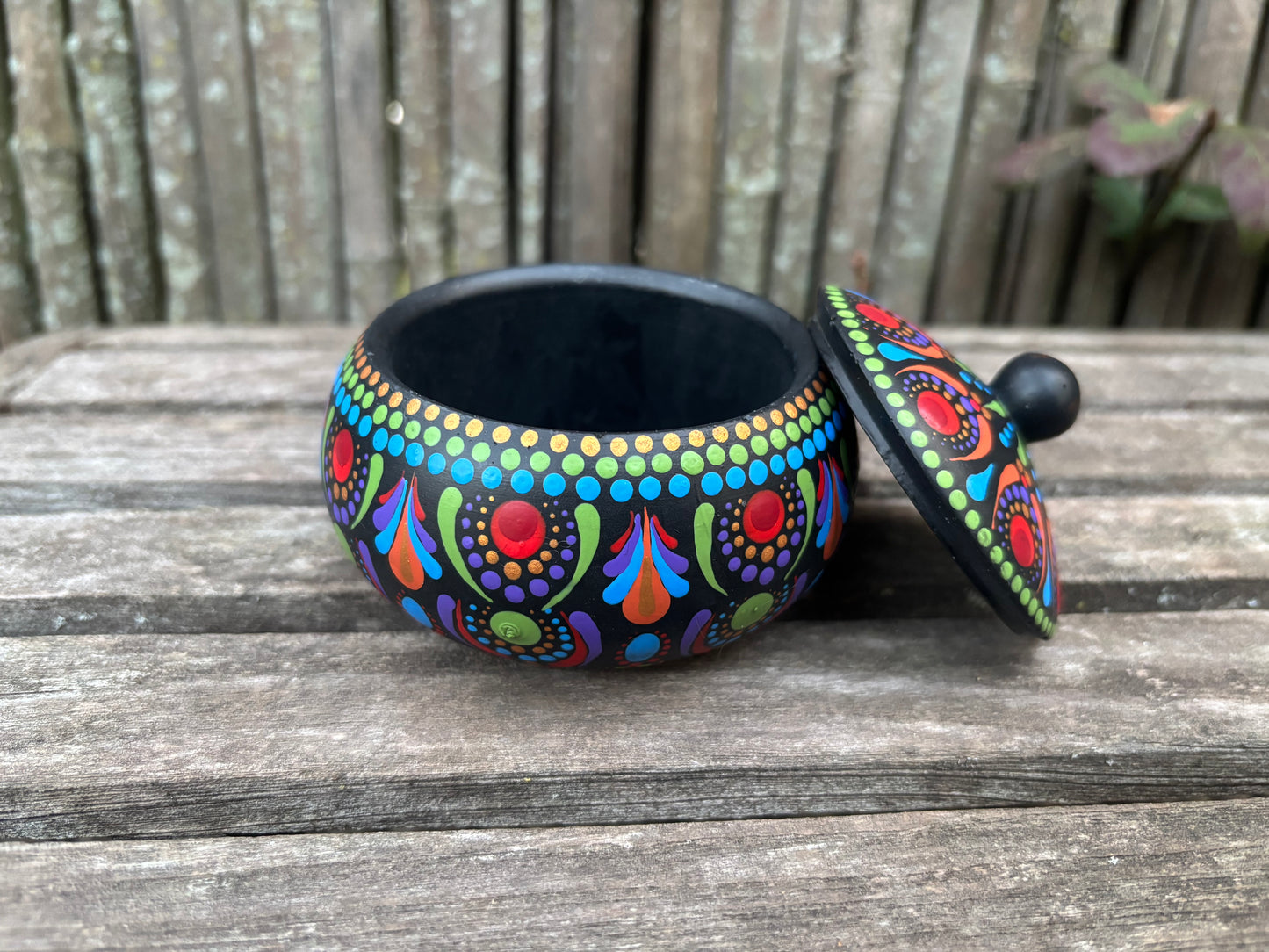 Concrete Mandala Chubby Pot with Lid-Trinket Bowl