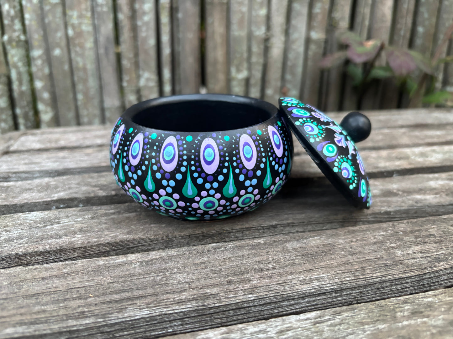 Concrete Mandala Chubby Pot with Lid-Trinket Bowl