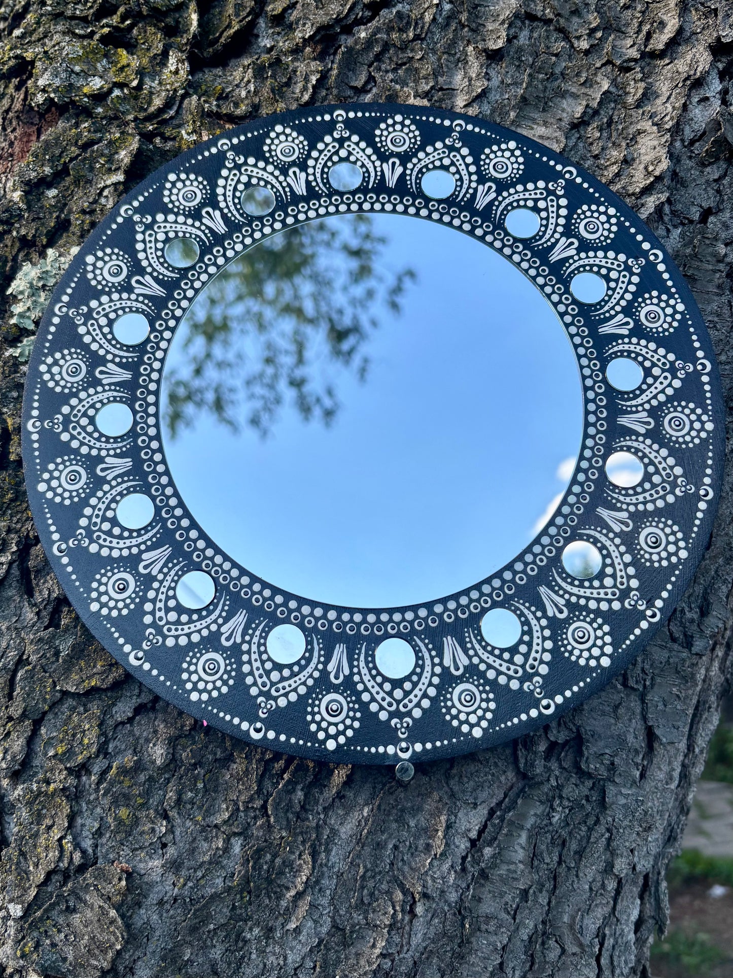 Hand-Painted Mandala Mirror — Moonlit Lace