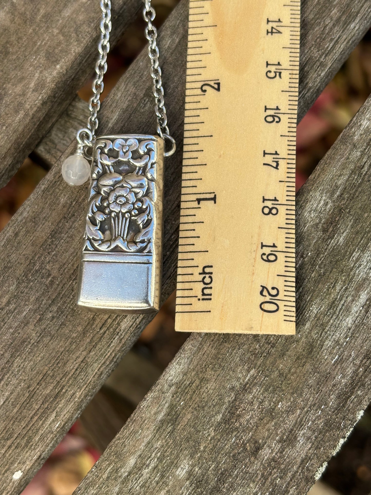 Up-Cycled Vintage Silverware Essential Oil Diffuser Pendant with Rose Quartz Crystal