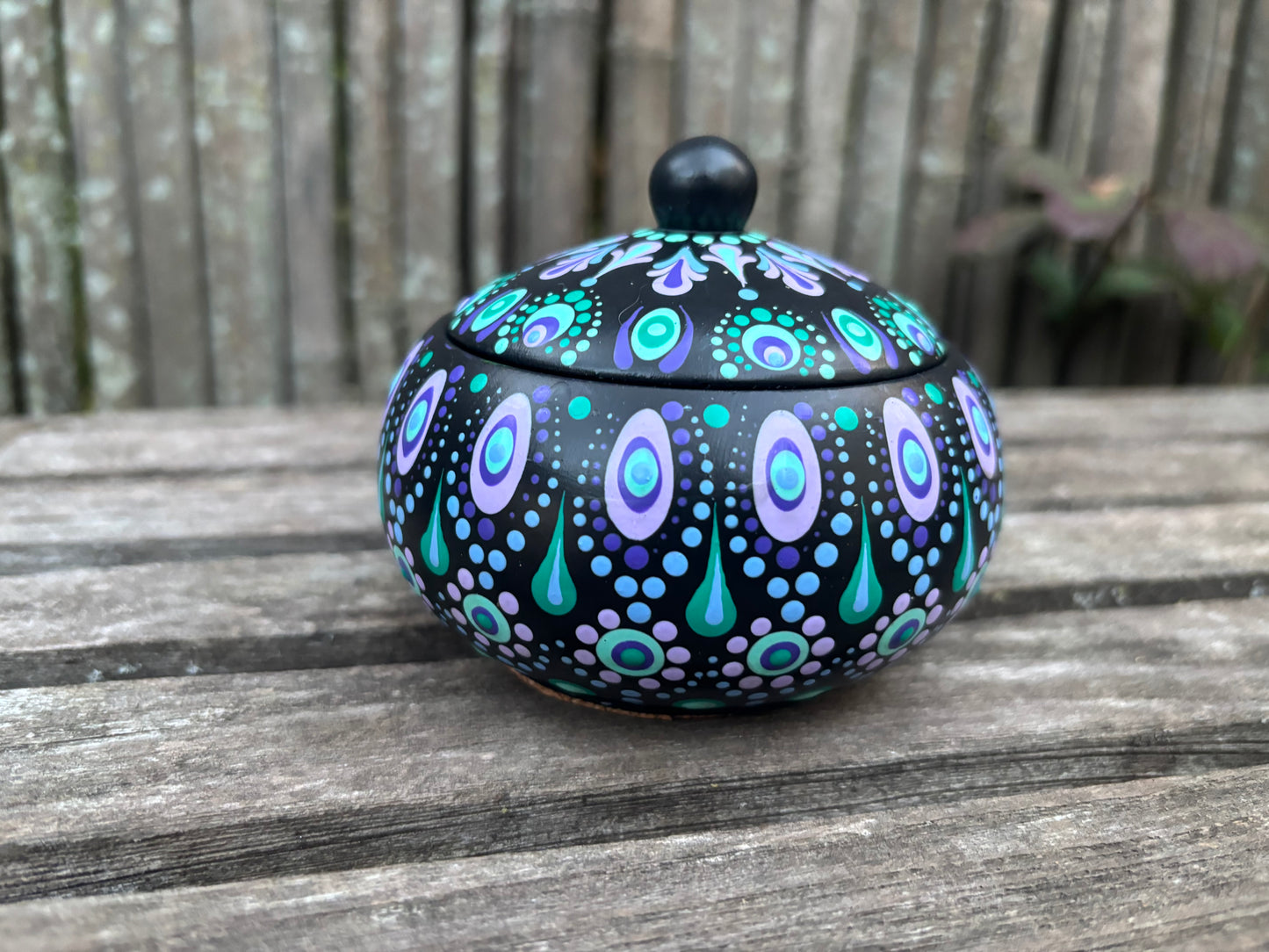 Concrete Mandala Chubby Pot with Lid-Trinket Bowl