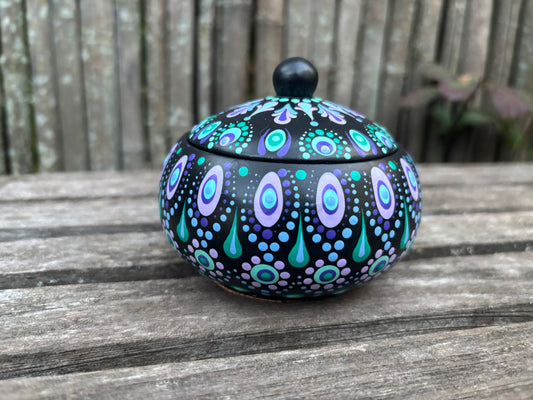 Concrete Mandala Chubby Pot with Lid-Trinket Bowl