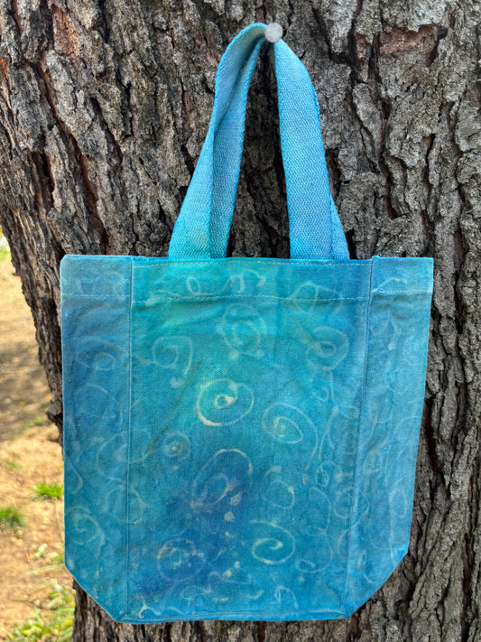Beeswax 100% Cotton Canvas Wine/Water Bottle  Double Tote Turquoise/Aqua