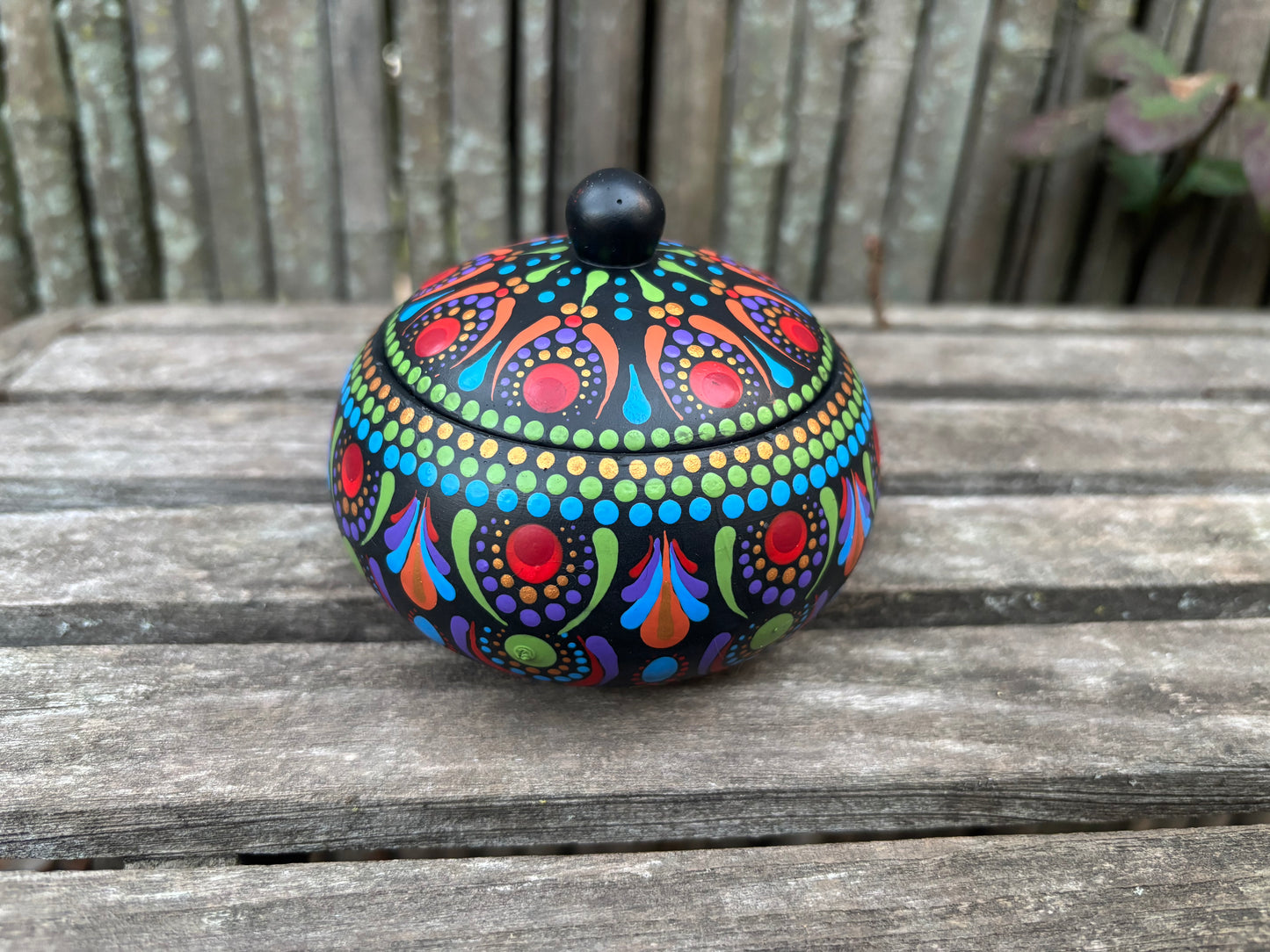 Concrete Mandala Chubby Pot with Lid-Trinket Bowl