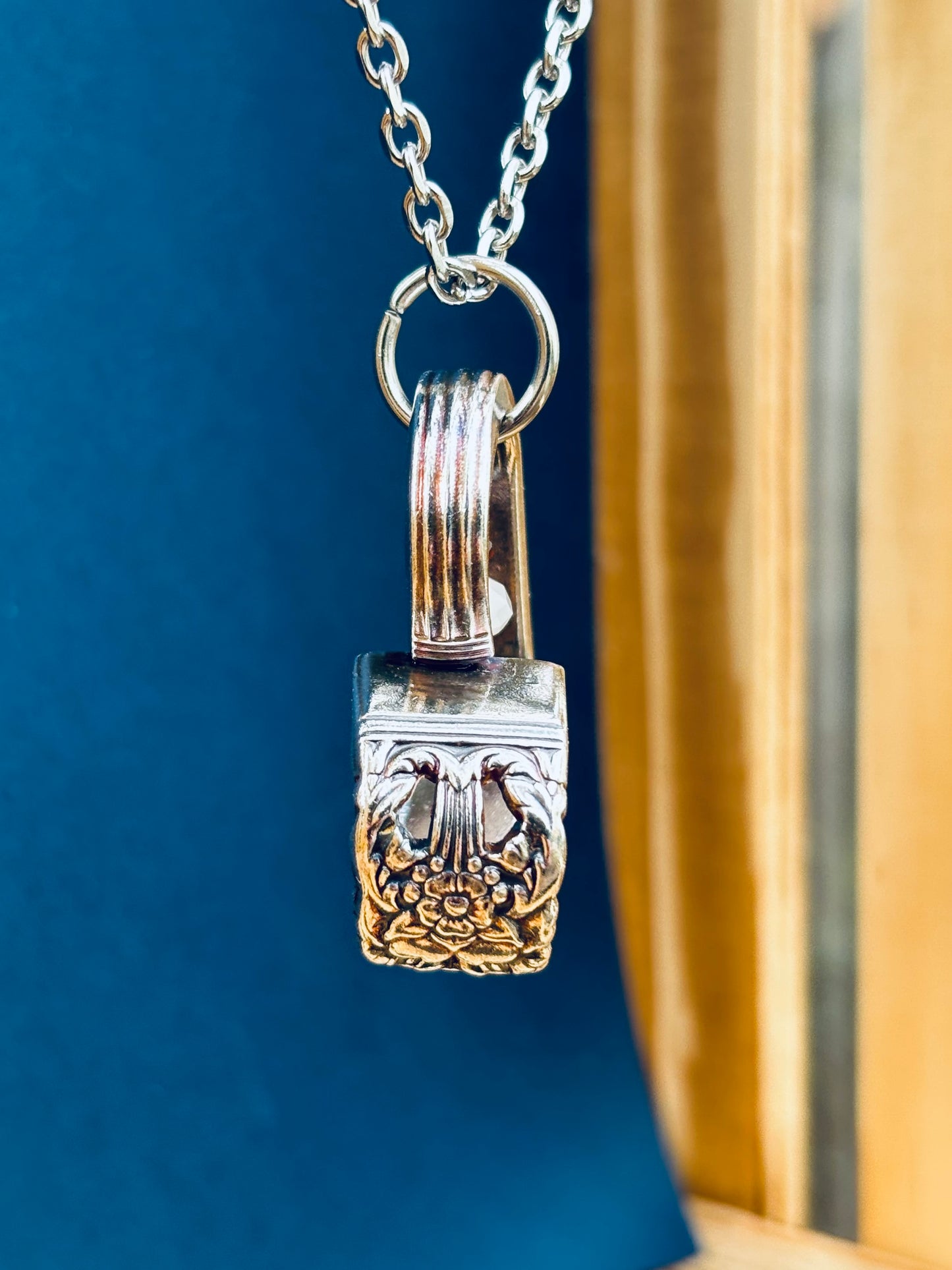 Up-Cycled Vintage Silverware Open Heart Pendant