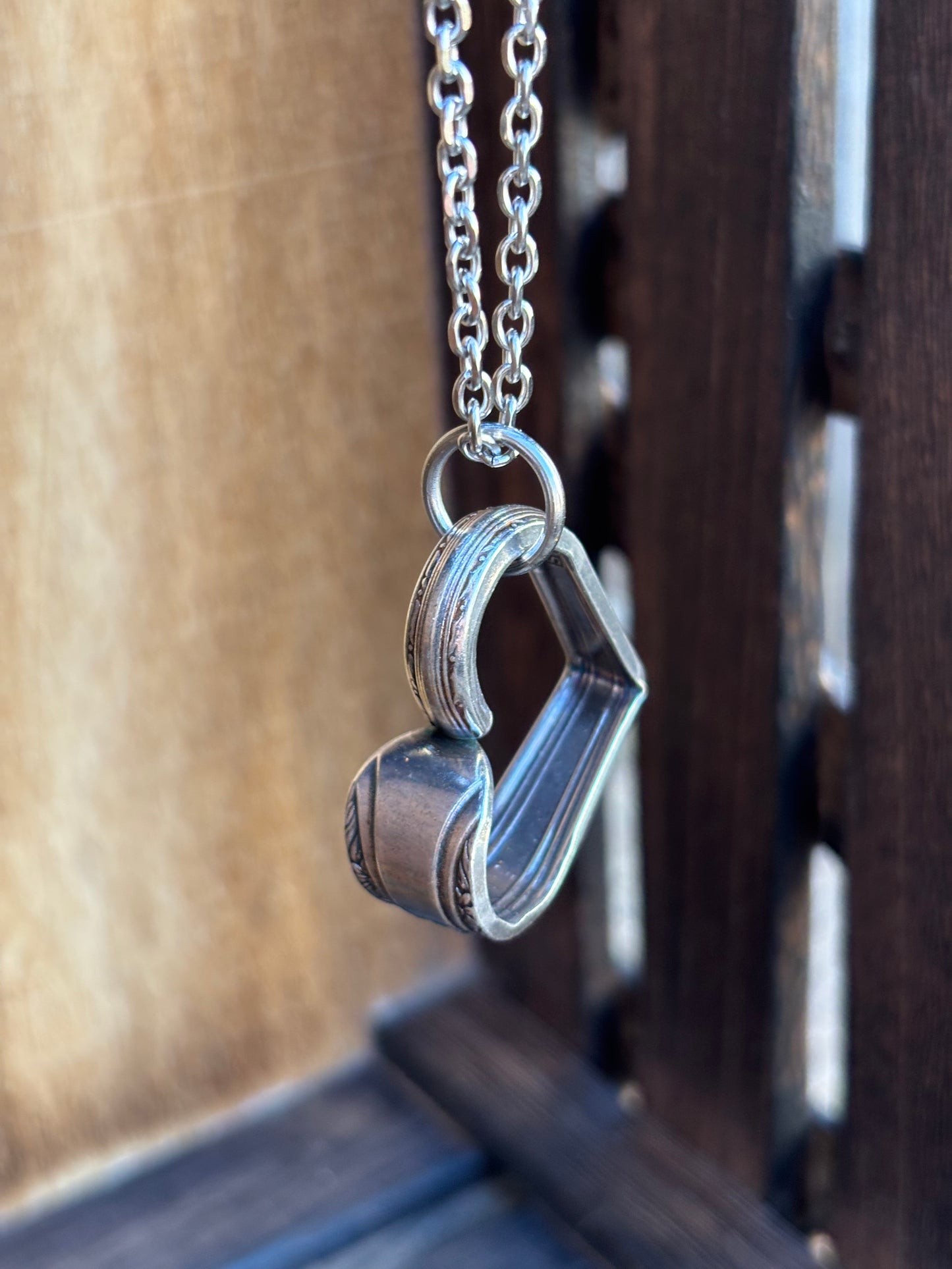Up-Cycled Vintage Silverware Open Heart Pendant