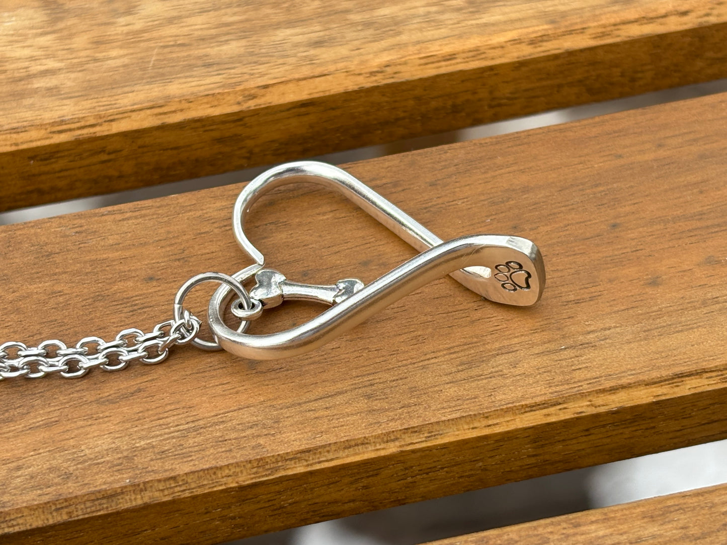Up-Cycled Vintage Silverware Open Heart Pendant For The Love of Dogs