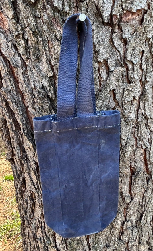 Beeswax 100% Cotton Canvas Wine/Water Bottle Tote Blue/Indigo