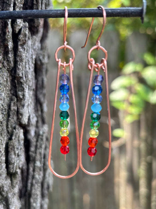 Rainbow Chakra Pride Glass Crystal Earrings