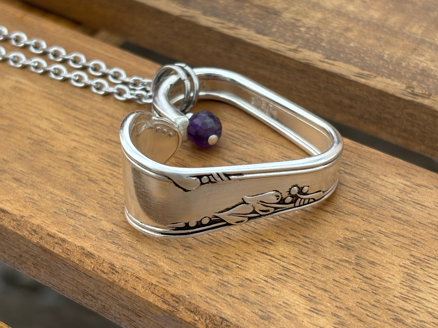 Up-Cycled Vintage Silverware Open Heart Pendant