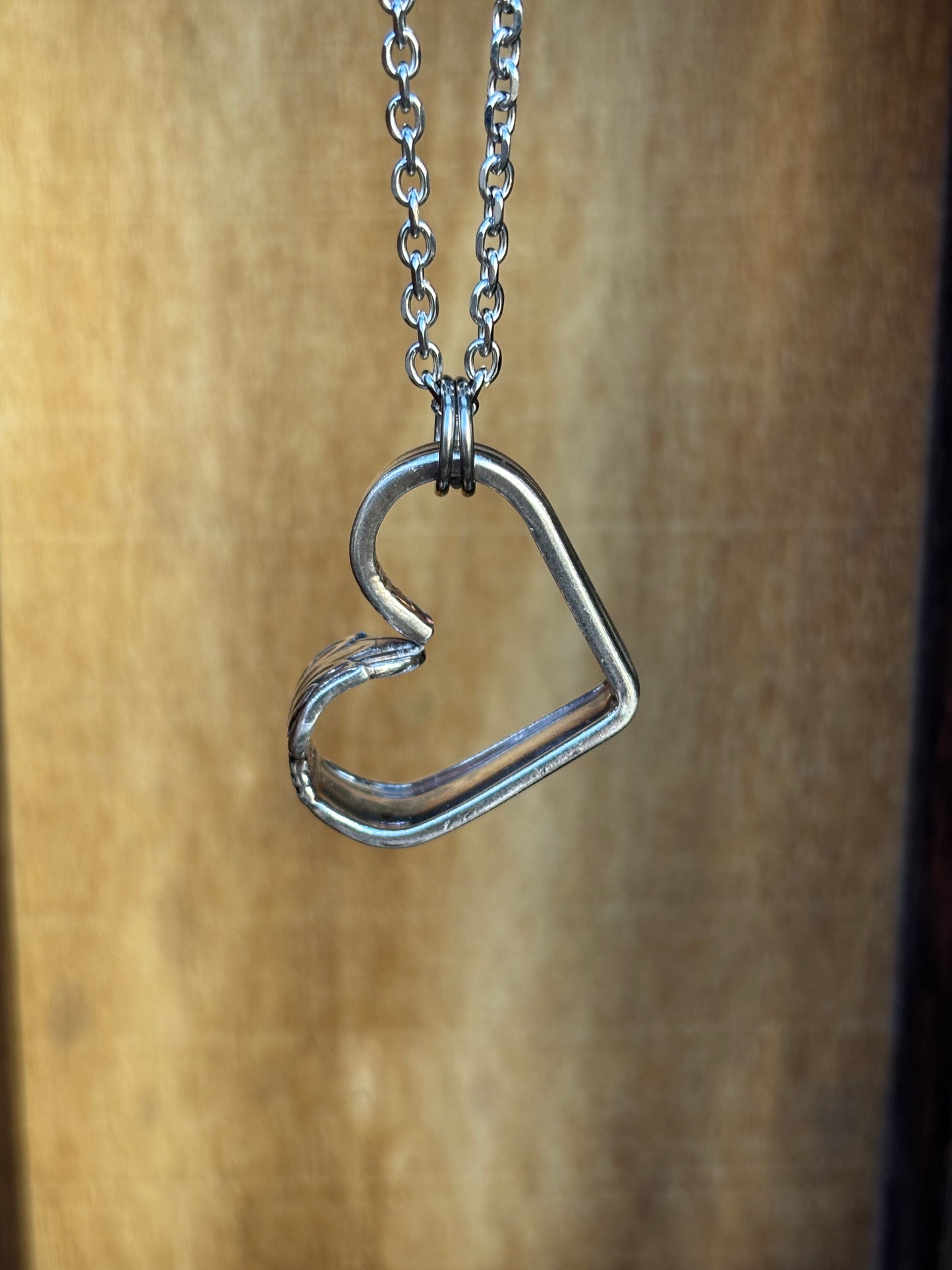 Up-Cycled Vintage Silverware Open Heart Pendant