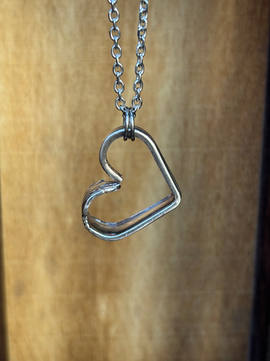 Up-Cycled Vintage Silverware Open Heart Pendant