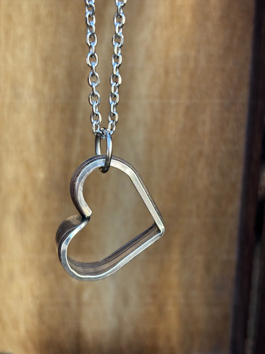 Up-Cycled Vintage Silverware Open Heart Pendant