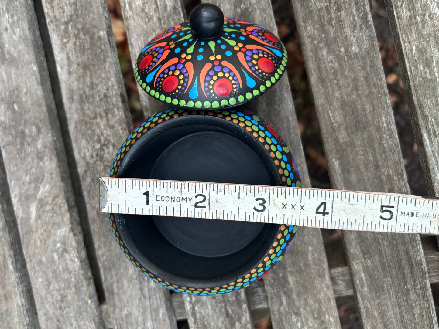 Concrete Mandala Chubby Pot with Lid-Trinket Bowl