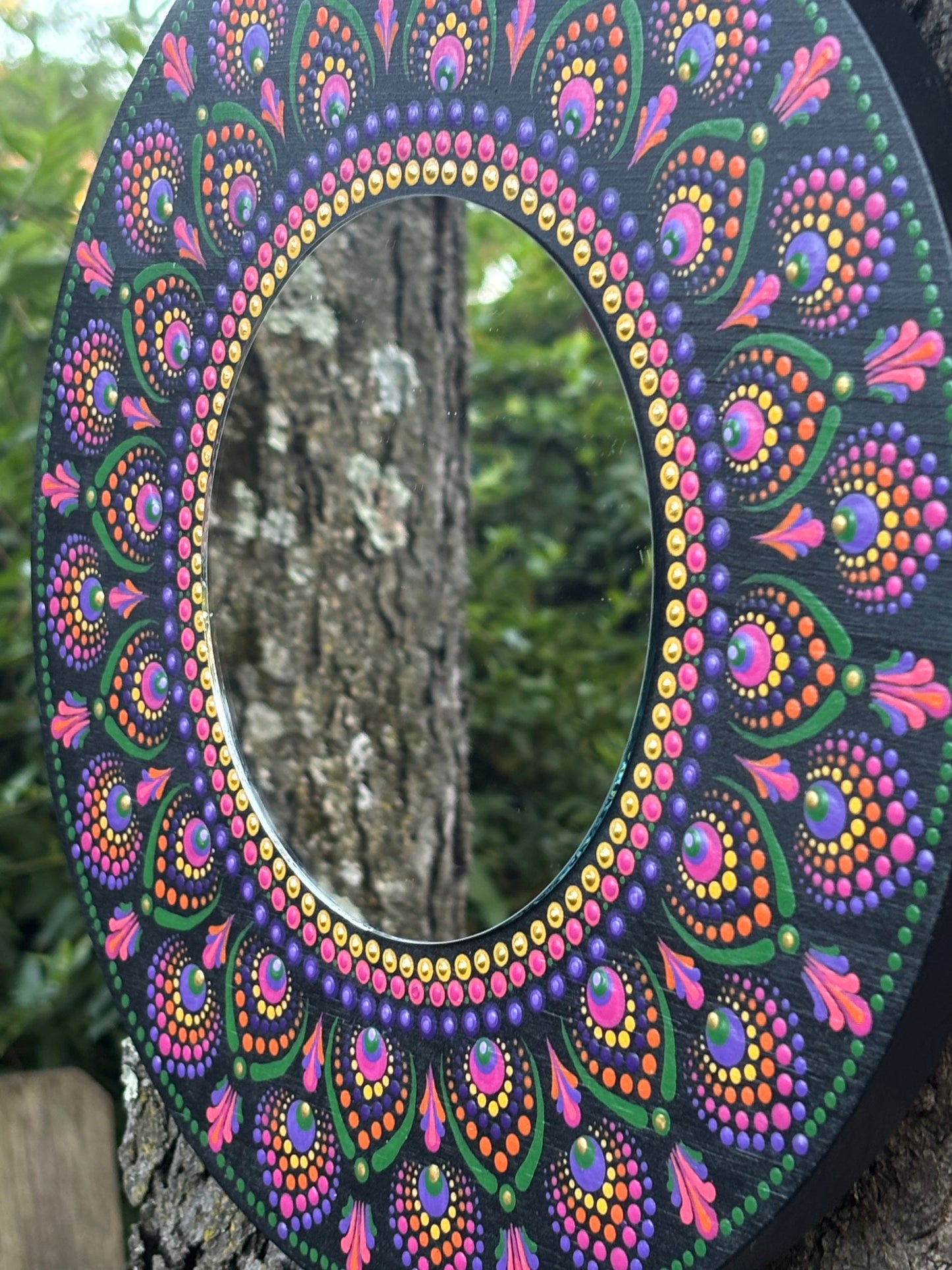 Hand Painted Mandala Mirror
