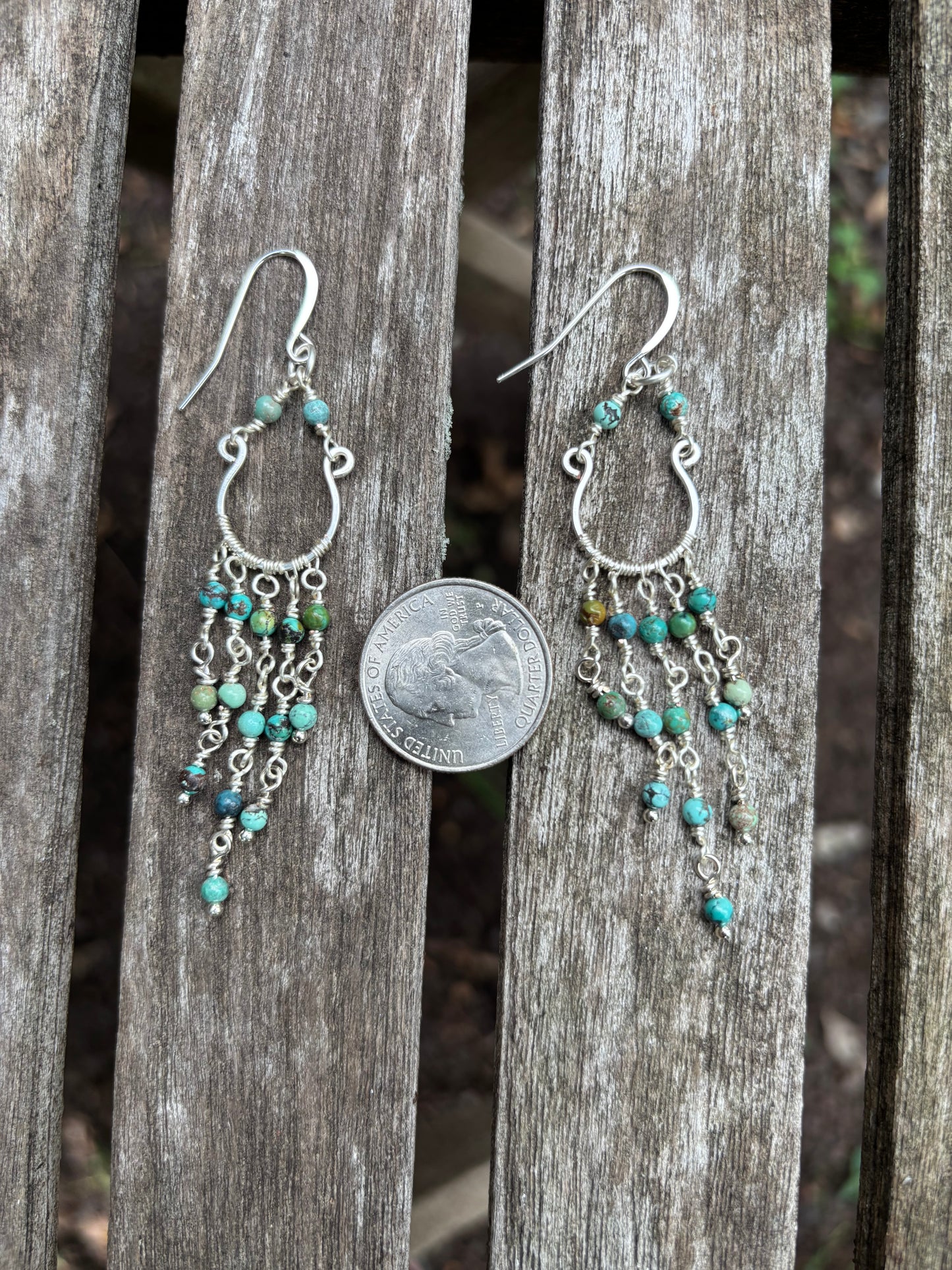Silver Chandelier Earrings Turquoise
