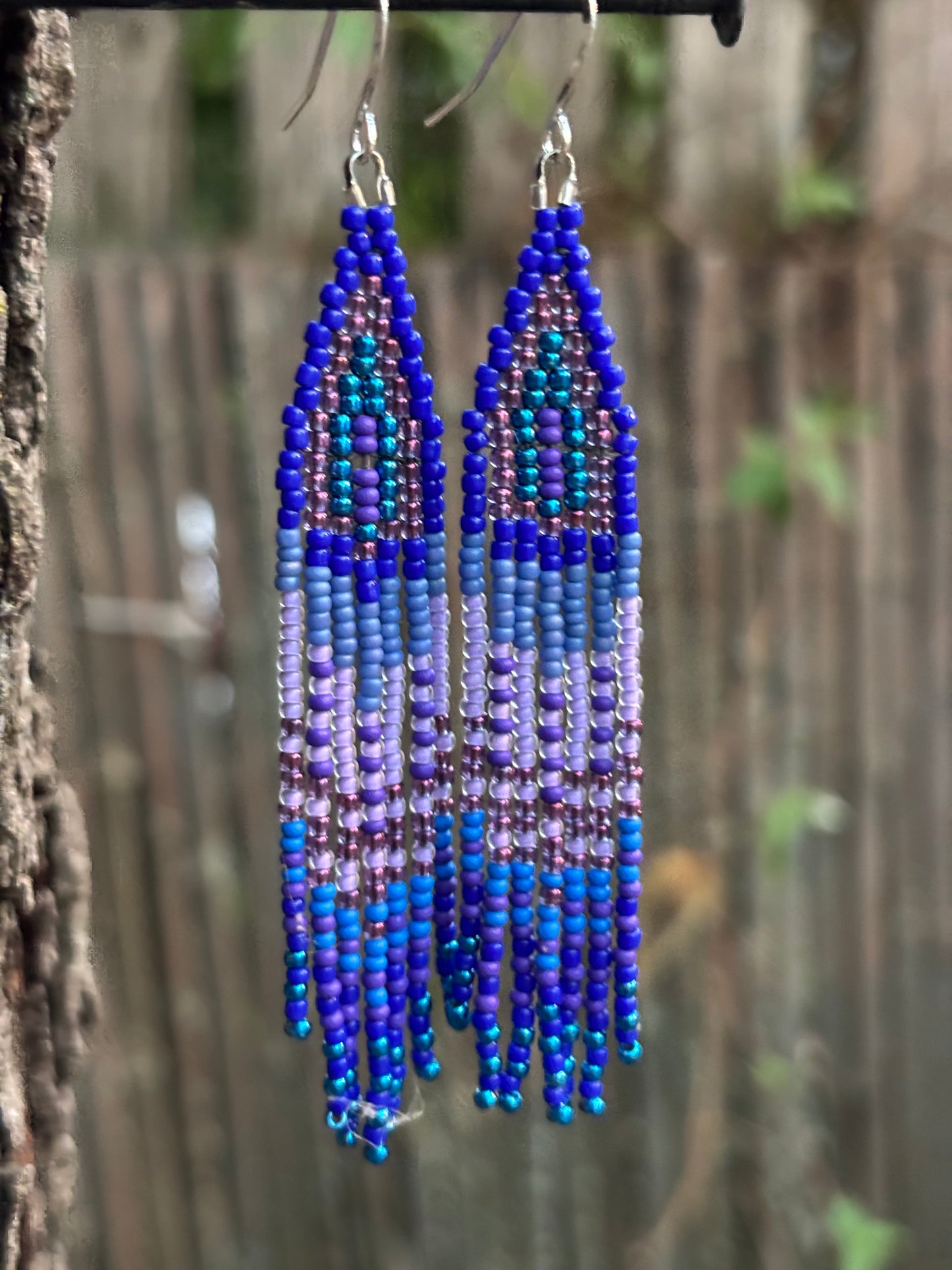 Glass Beaded Bohemian Fringe  Earrings