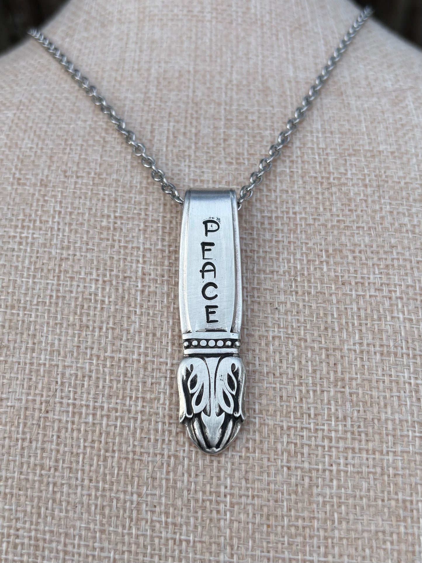 Up-Cycled Vintage Silverware Pendant Peace