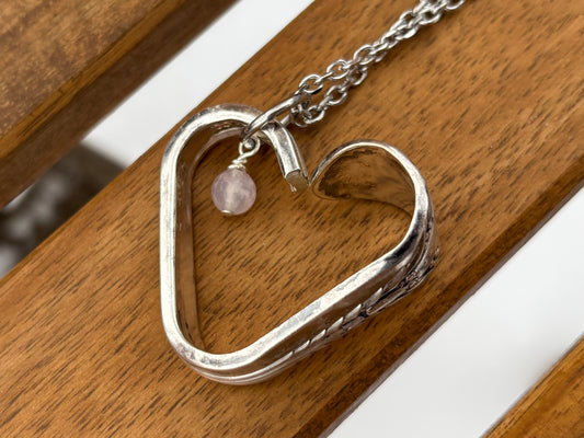 Up-Cycled Vintage Silverware Open Heart Pendant