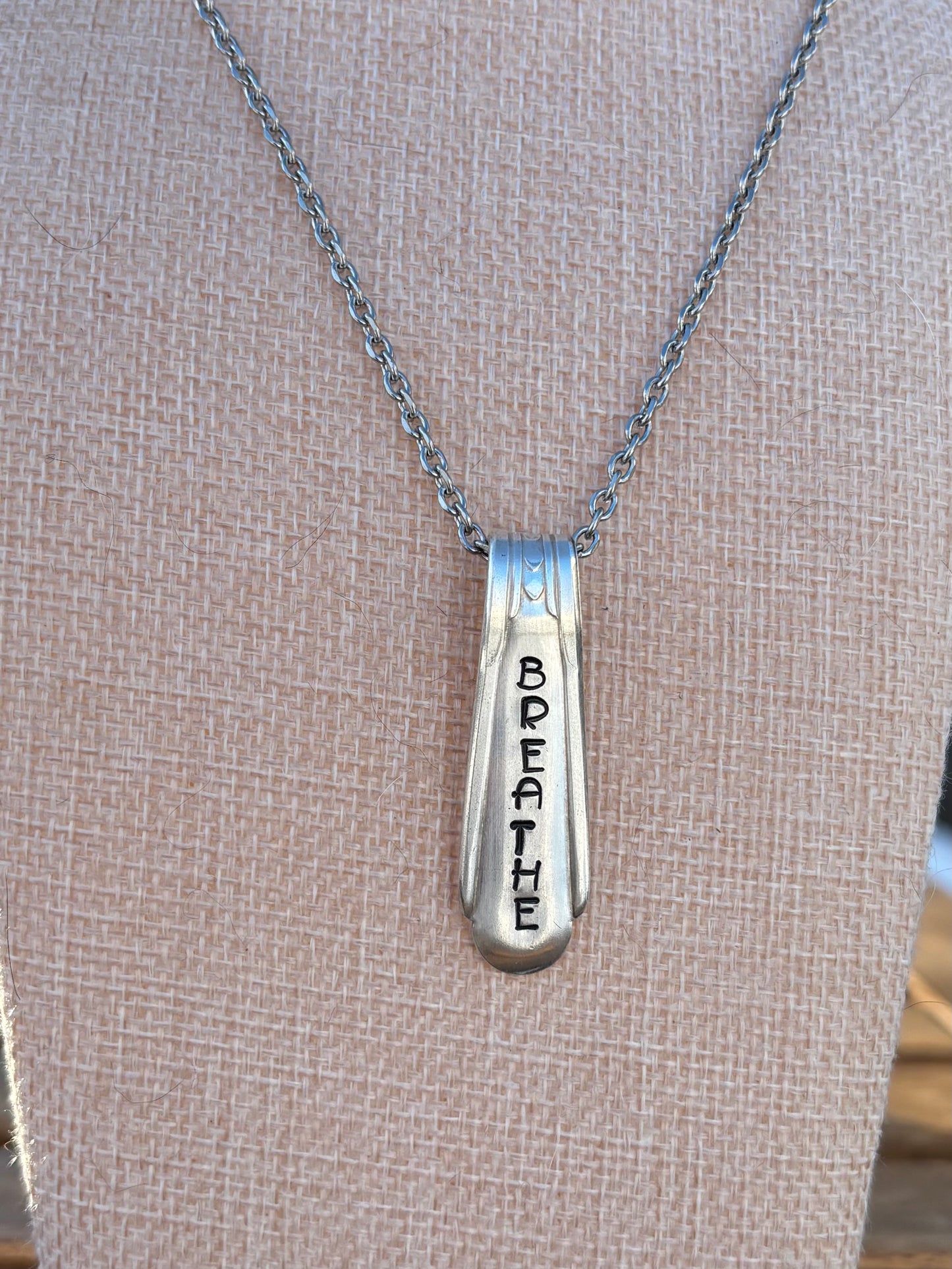 Up-Cycled Vintage Silverware Pendant Breathe