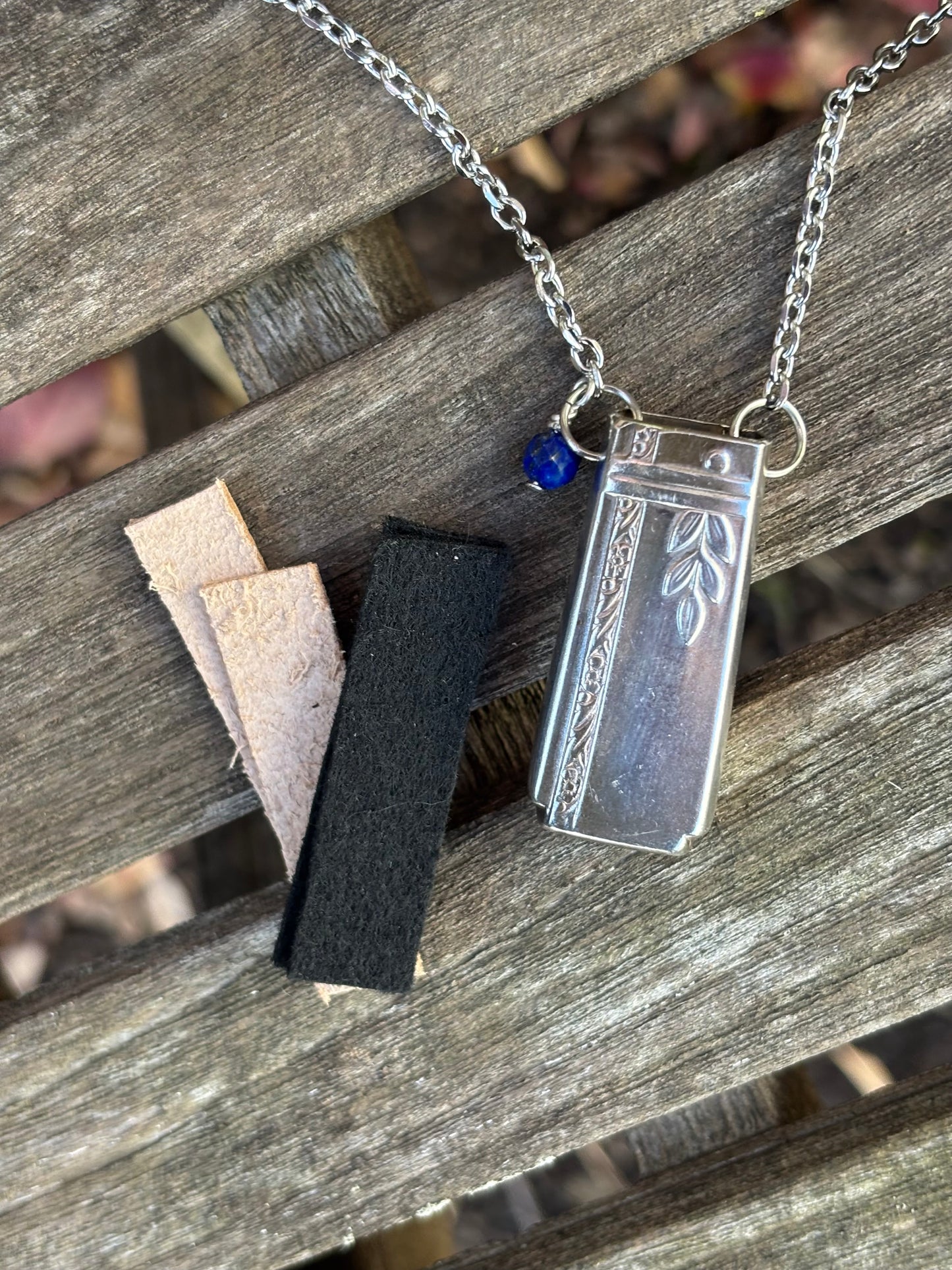 Up-Cycled Vintage Silverware Essential Oil Diffuser Pendant with Lapis