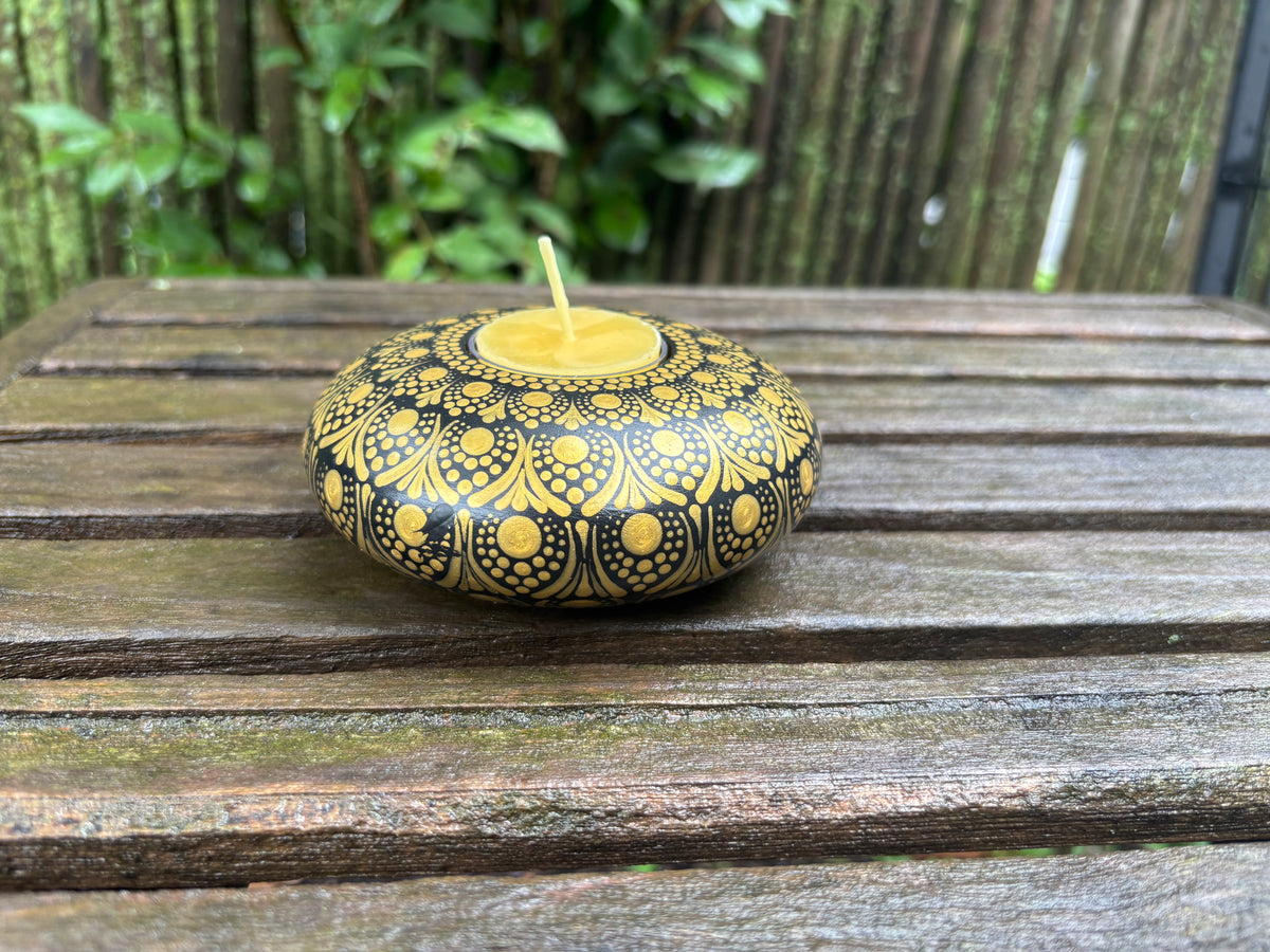 Concrete Mandala Tealight Tea Light Holder Gold