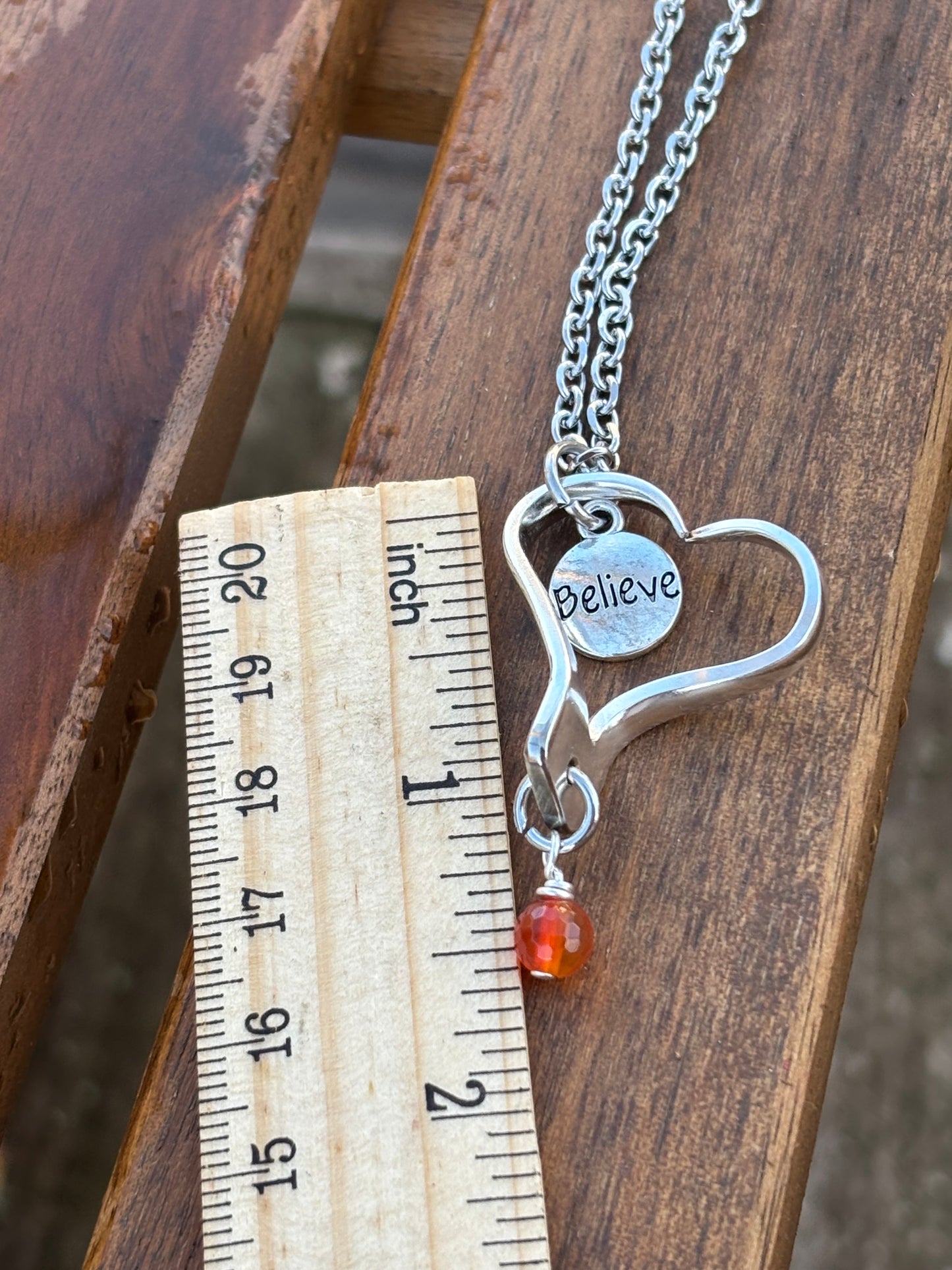 Up-Cycled Vintage Silverware Open Heart Pendant Believe