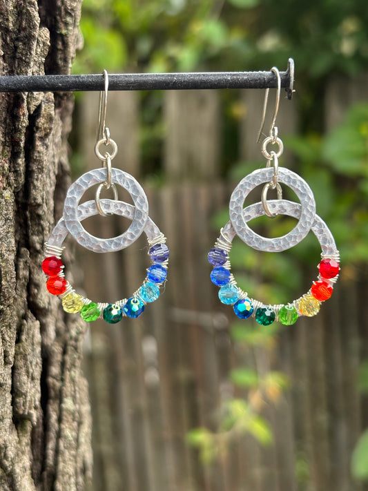 Rainbow Chakra Pride Glass Crystal Earrings