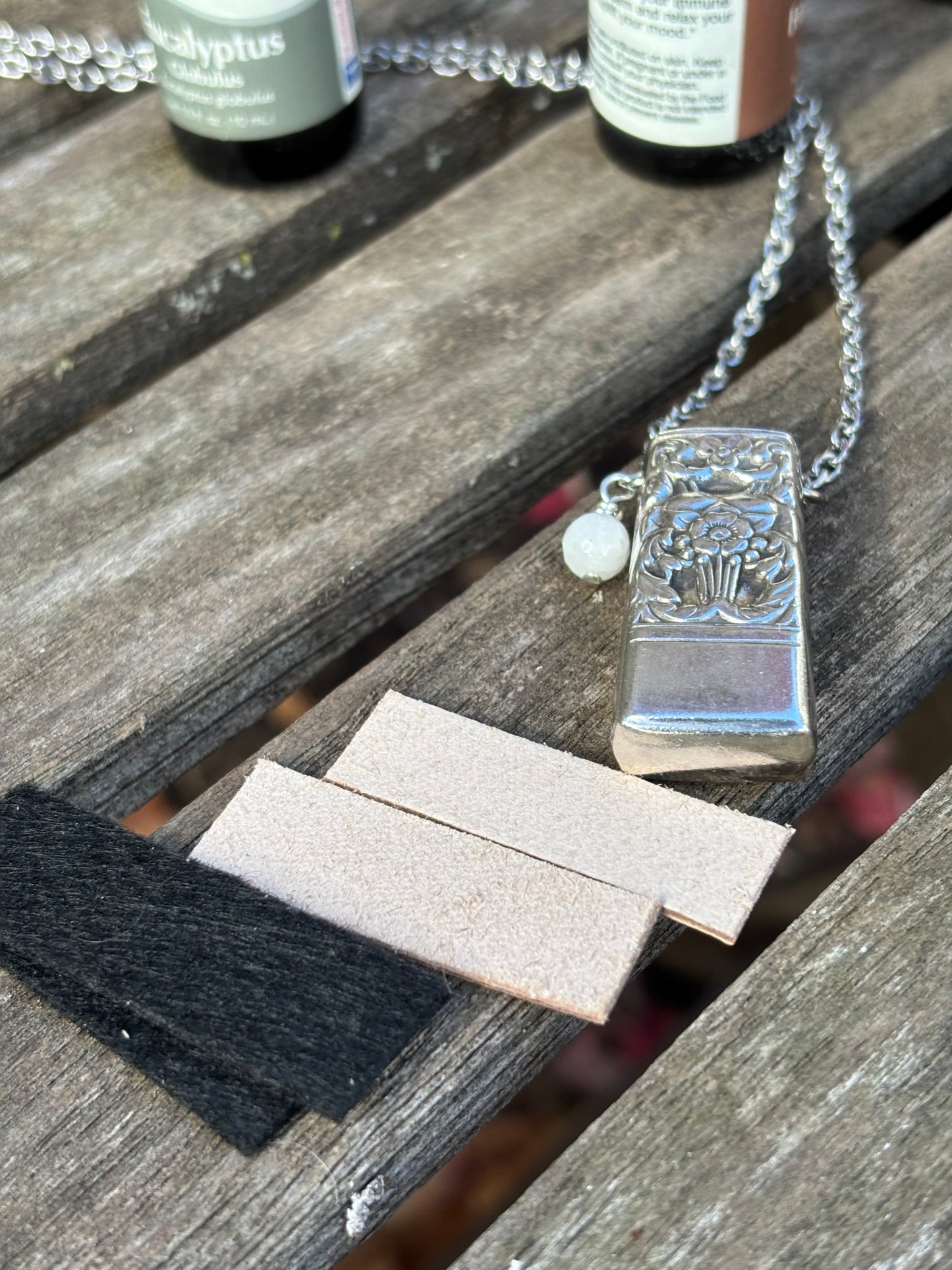 Up-Cycled Vintage Silverware Essential Oil Diffuser Pendant with Moonstone