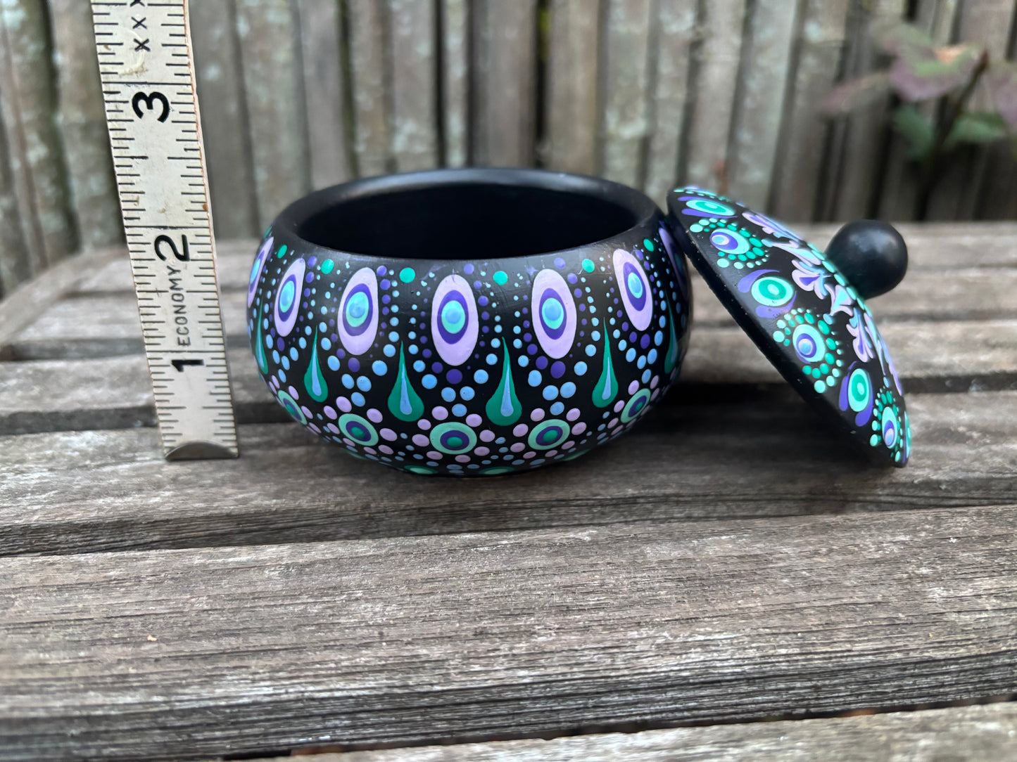 Concrete Mandala Chubby Pot with Lid-Trinket Bowl