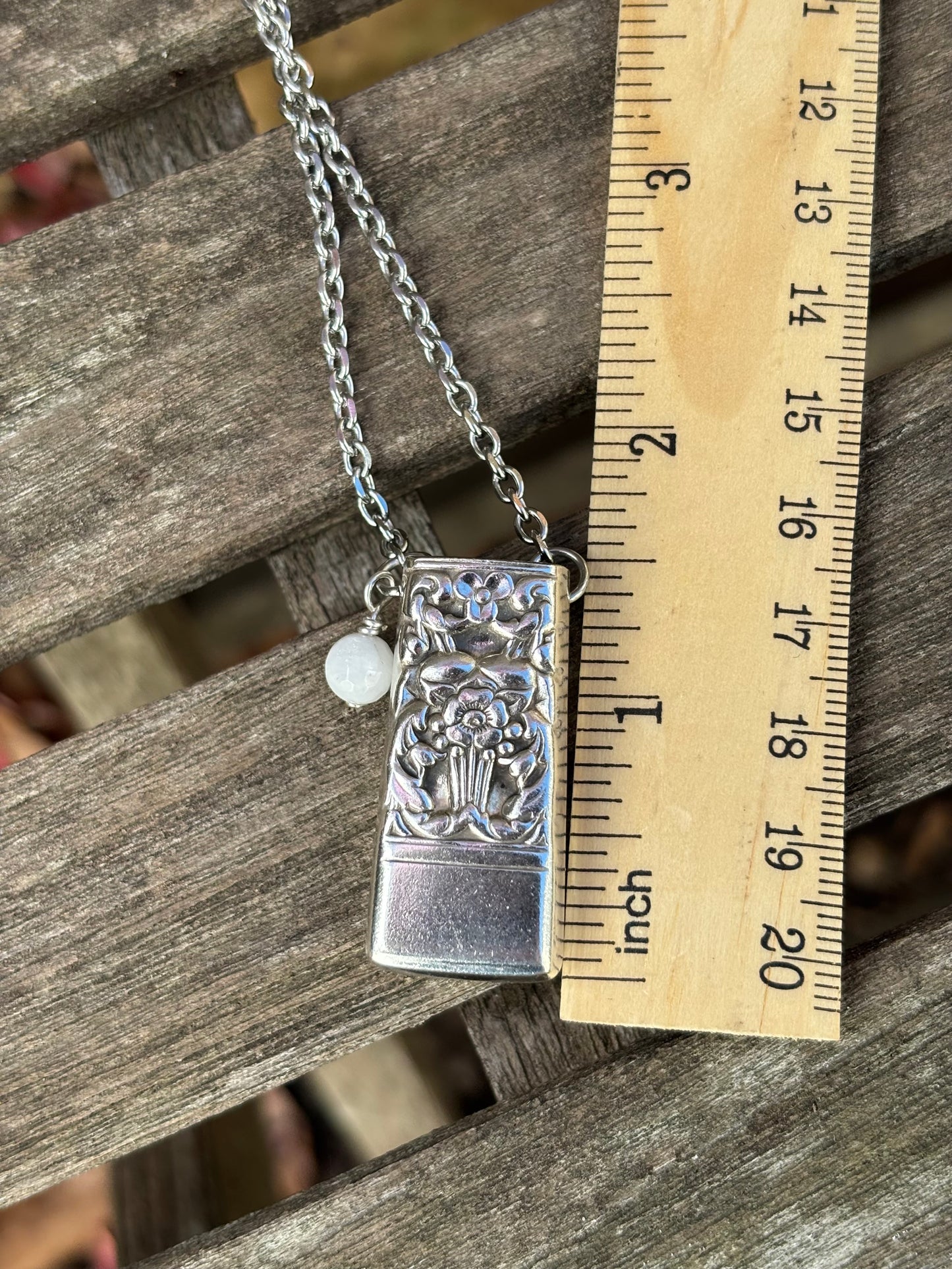 Up-Cycled Vintage Silverware Essential Oil Diffuser Pendant with Moonstone