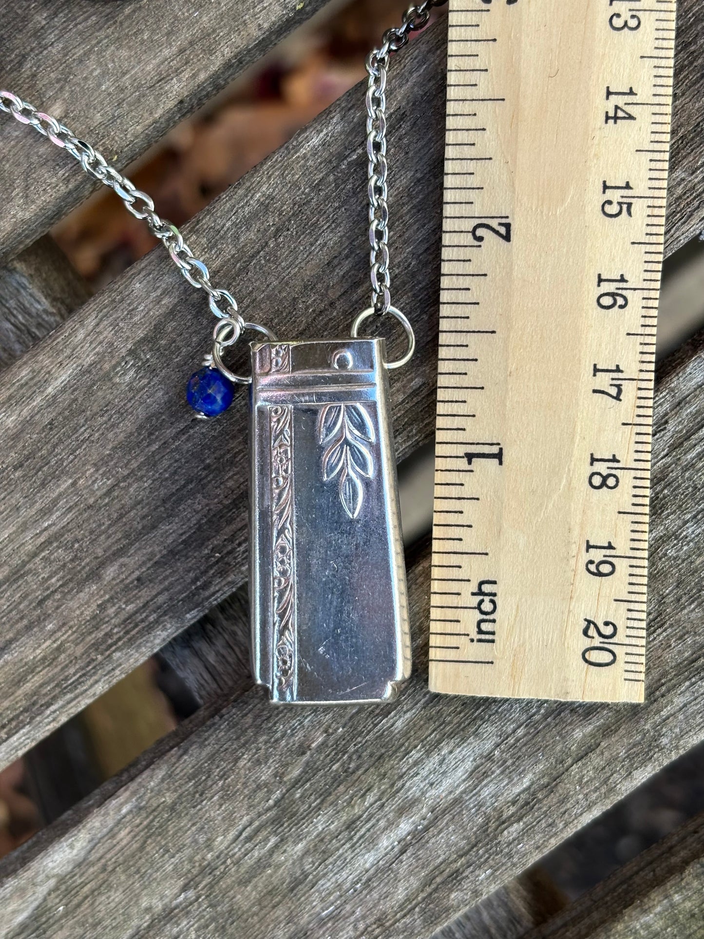 Up-Cycled Vintage Silverware Essential Oil Diffuser Pendant with Lapis