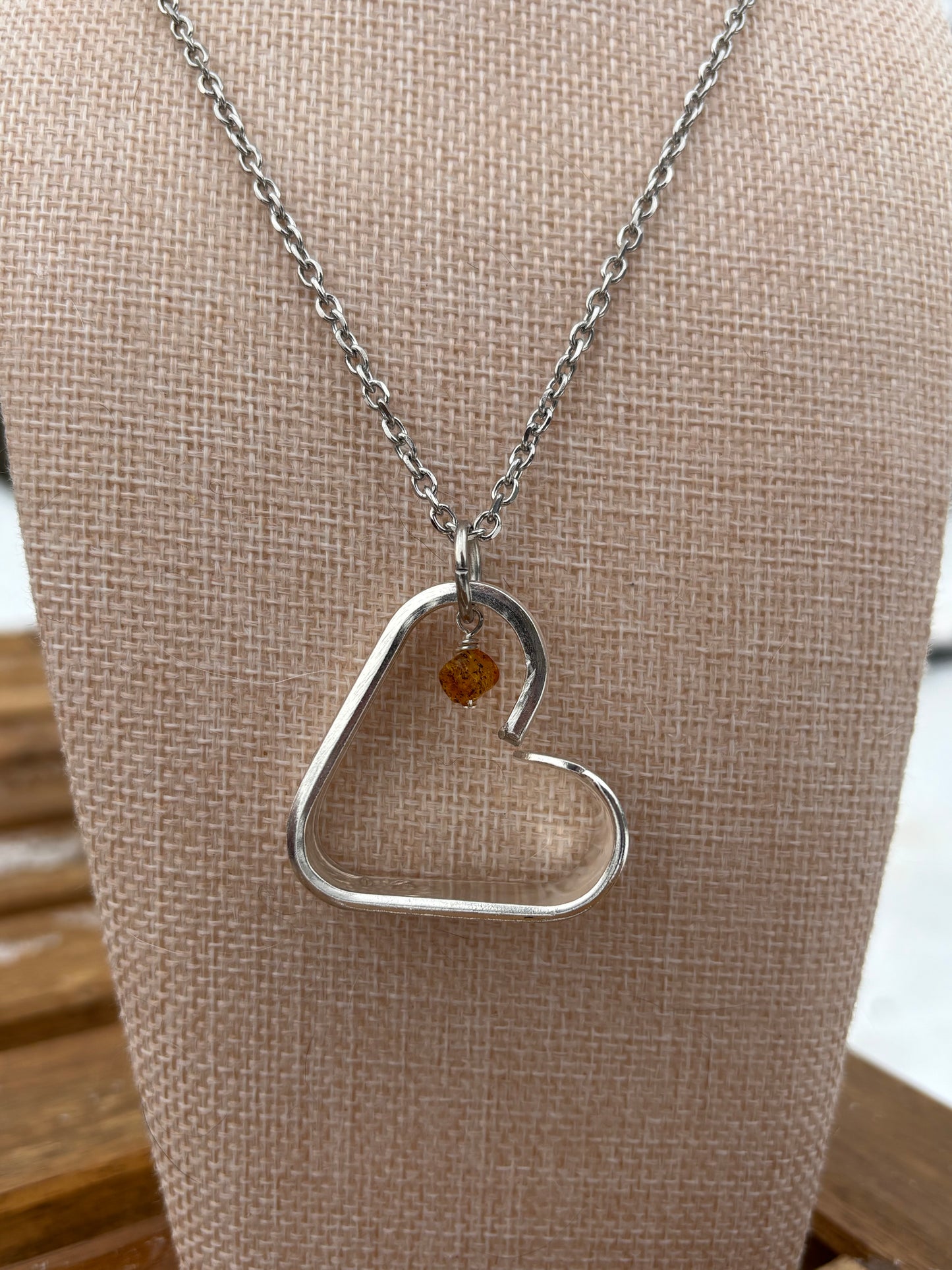 Up-Cycled Vintage Silverware Open Heart Pendant