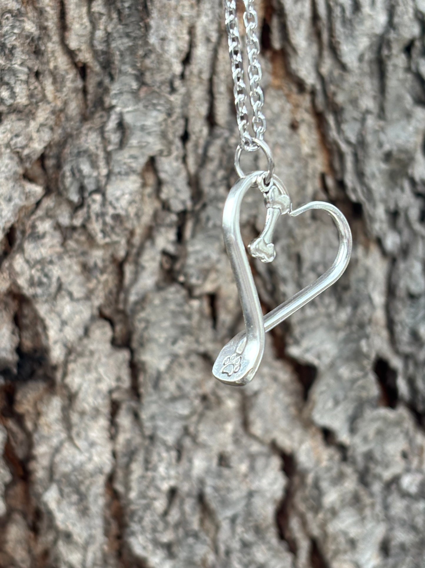 Up-Cycled Vintage Silverware Open Heart Pendant For The Love of Dogs