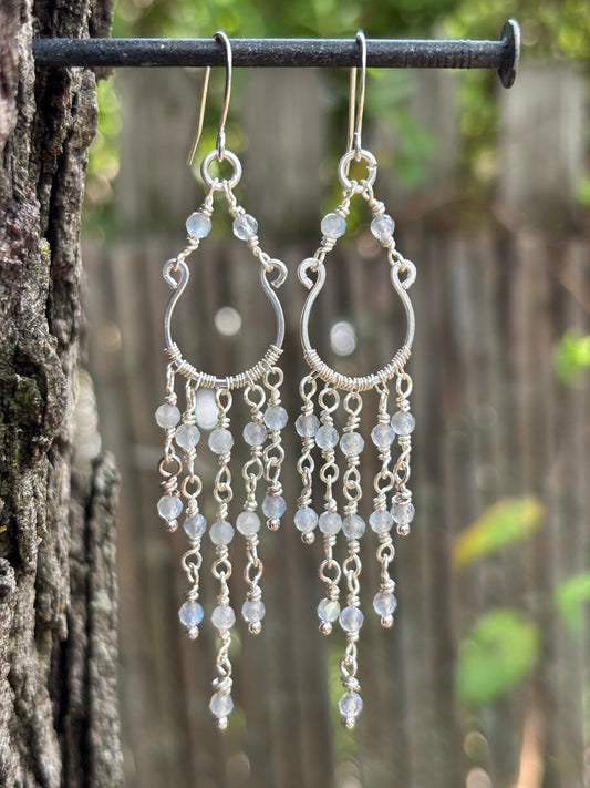 Silver Chandelier Earrings Labradorite